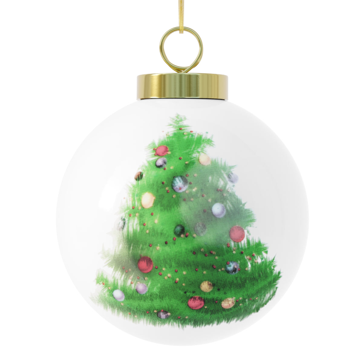 Christmas tree ornament with colorful decorations on a white background