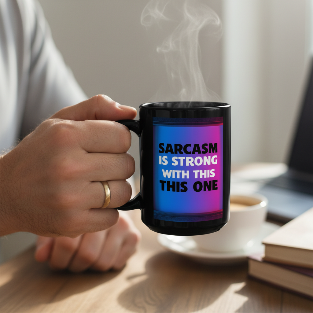 Sarcasm Is Strong With This One Mug | Funny 15oz Black Coffee Cup - Mutantur Labs LLC
