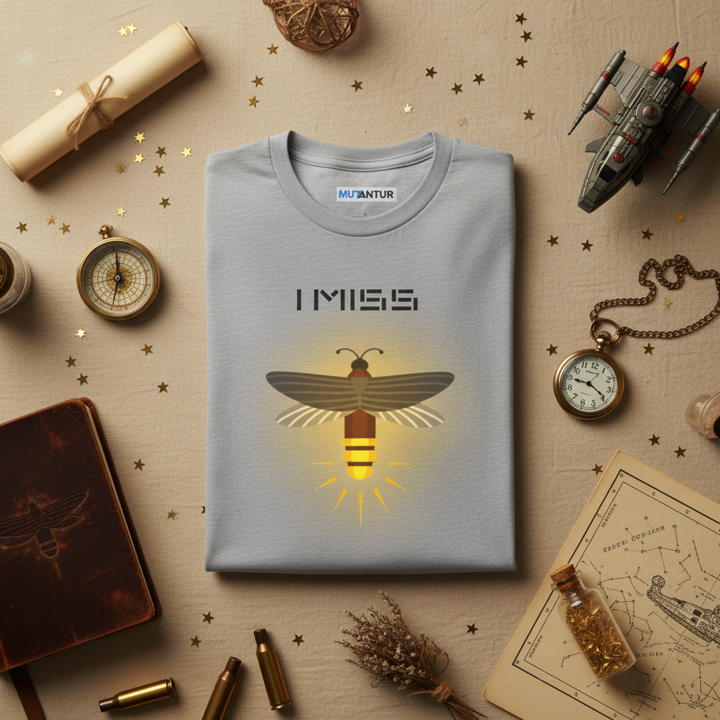 I Miss Firefly retro sci-fi tee, flat lay