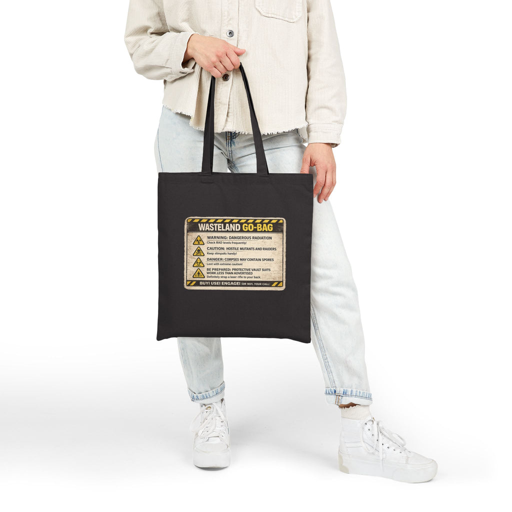 Wasteland Go-Bag Canvas Tote — Post-Apocalyptic Survival Warning Print - Mutantur Labs LLC