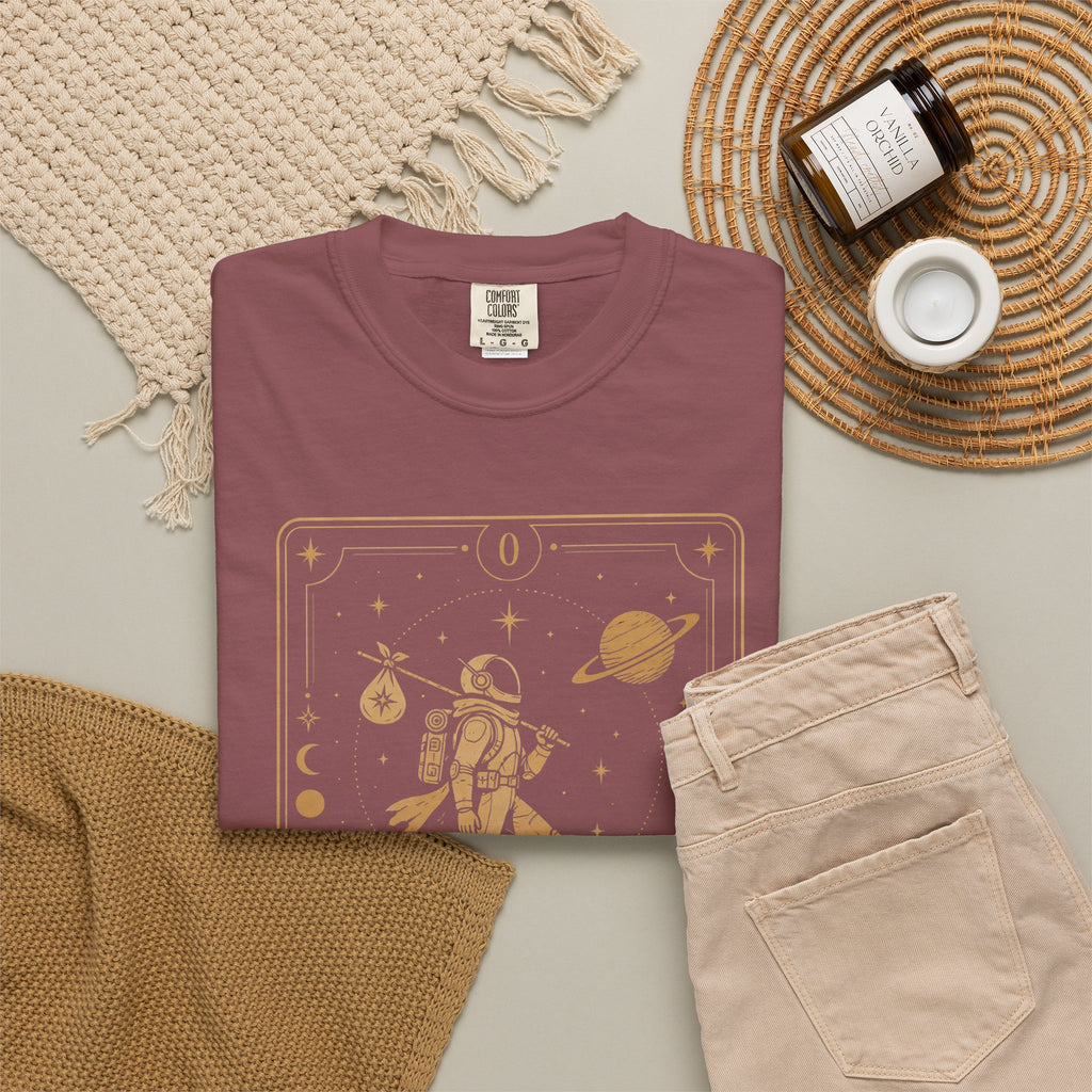 The Fool Tarot Card T-Shirt — Celestial Astronaut Comfort Colors Tee
