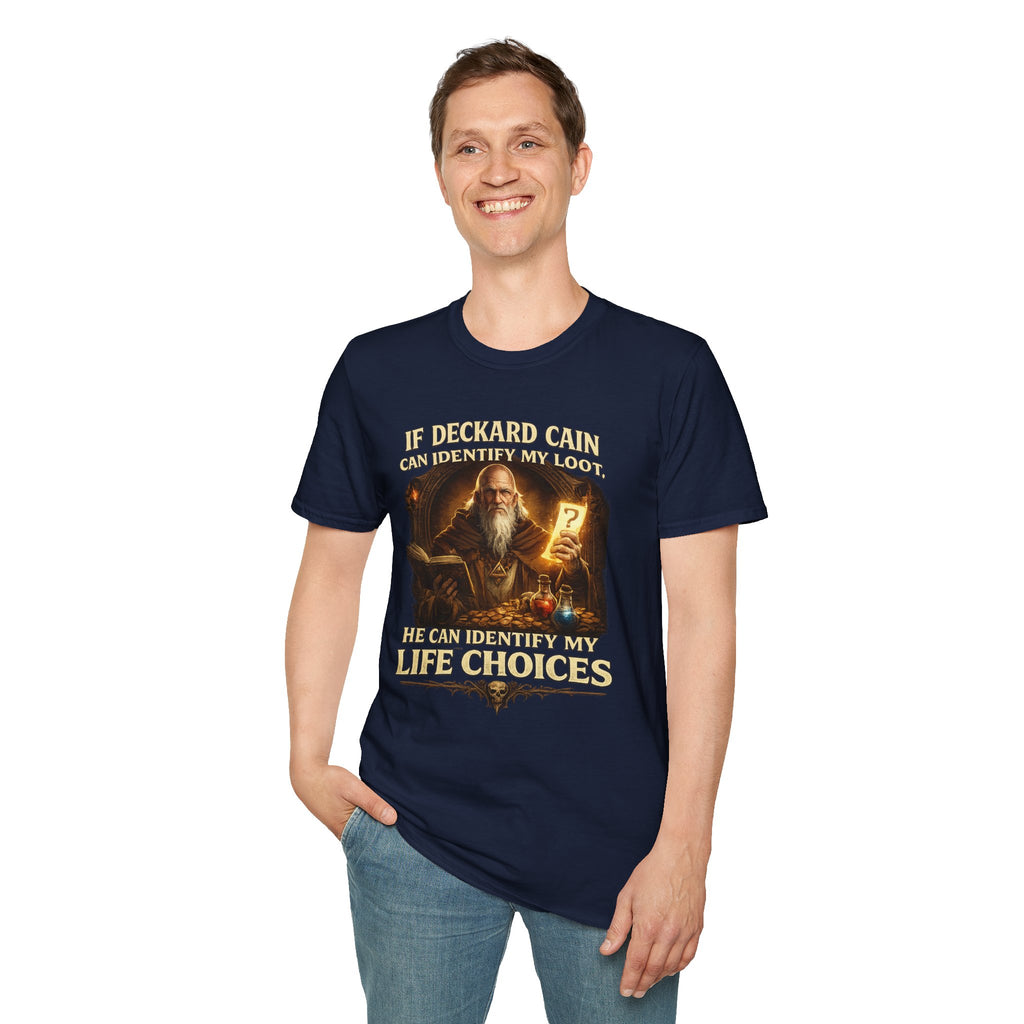 If Deckard Cain Can Identify My Loot, He Can Identify My Life Choices" Diablo RPG Gamer Tee - Mutantur Labs LLC
