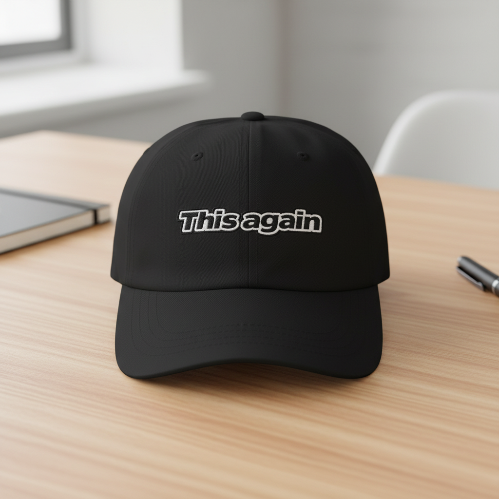 This Again embroidered dad cap, back view