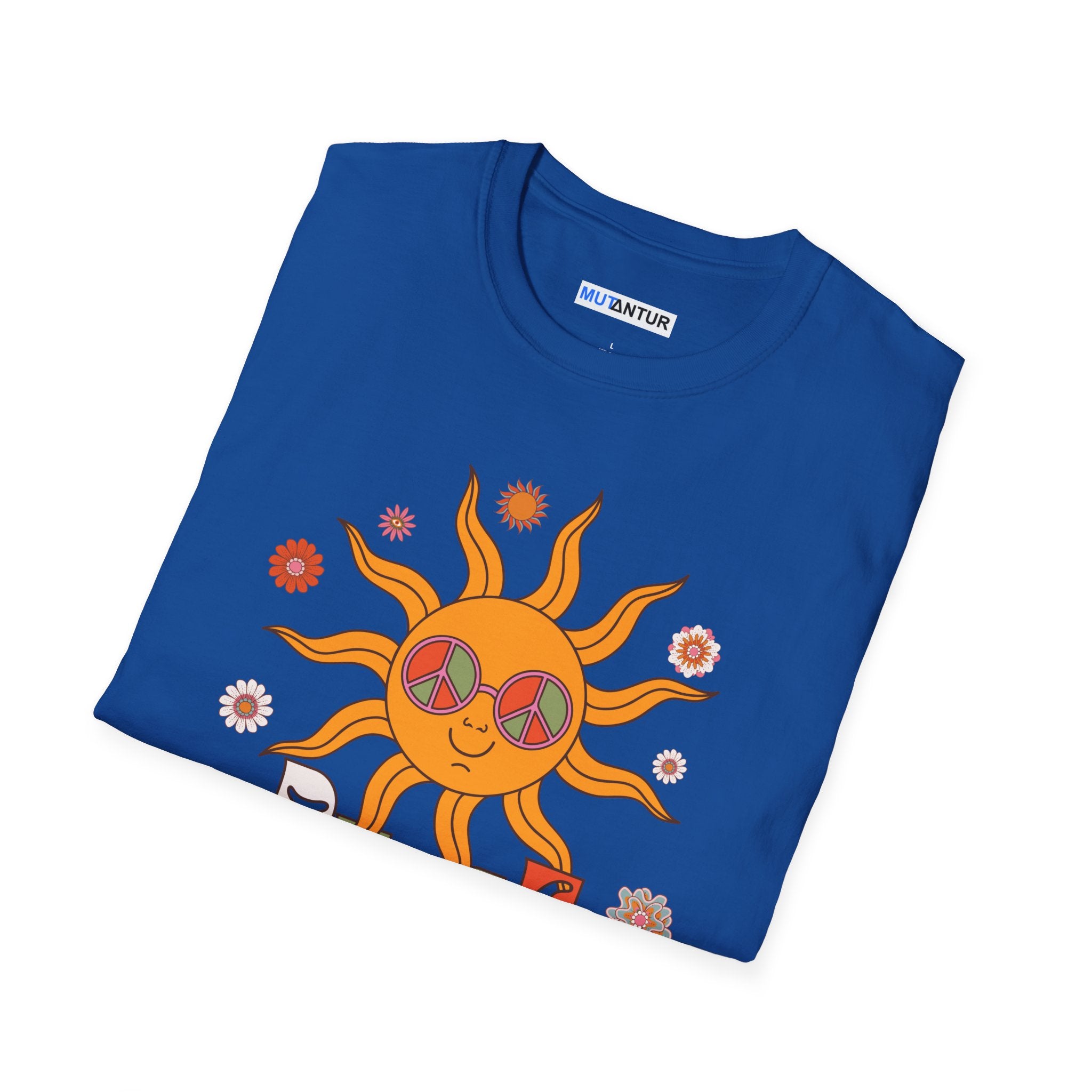 Retro Smiling Sun Peace T-Shirt | 70s Hippie Graphic Tee - Mutantur Labs LLC