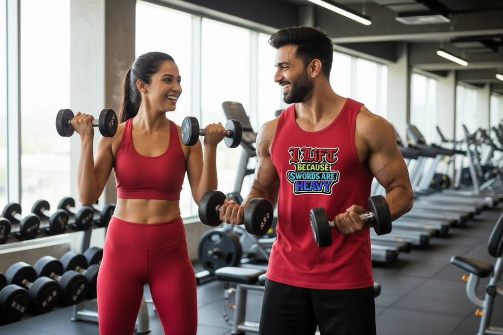 I Lift Because Swords Are Heavy Sleeveless Tee — Fantasy Workout Muscle Tank