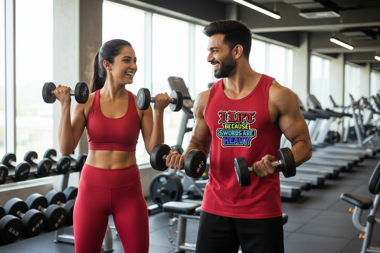 I Lift Because Swords Are Heavy Sleeveless Tee — Fantasy Workout Muscle Tank