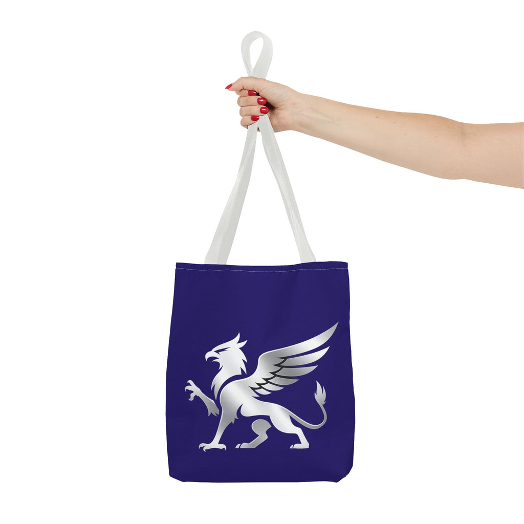 Griffin Tote Bag, blue Mythical Crest Bag, Fantasy Mythology Market Tote - Mutantur Labs LLC