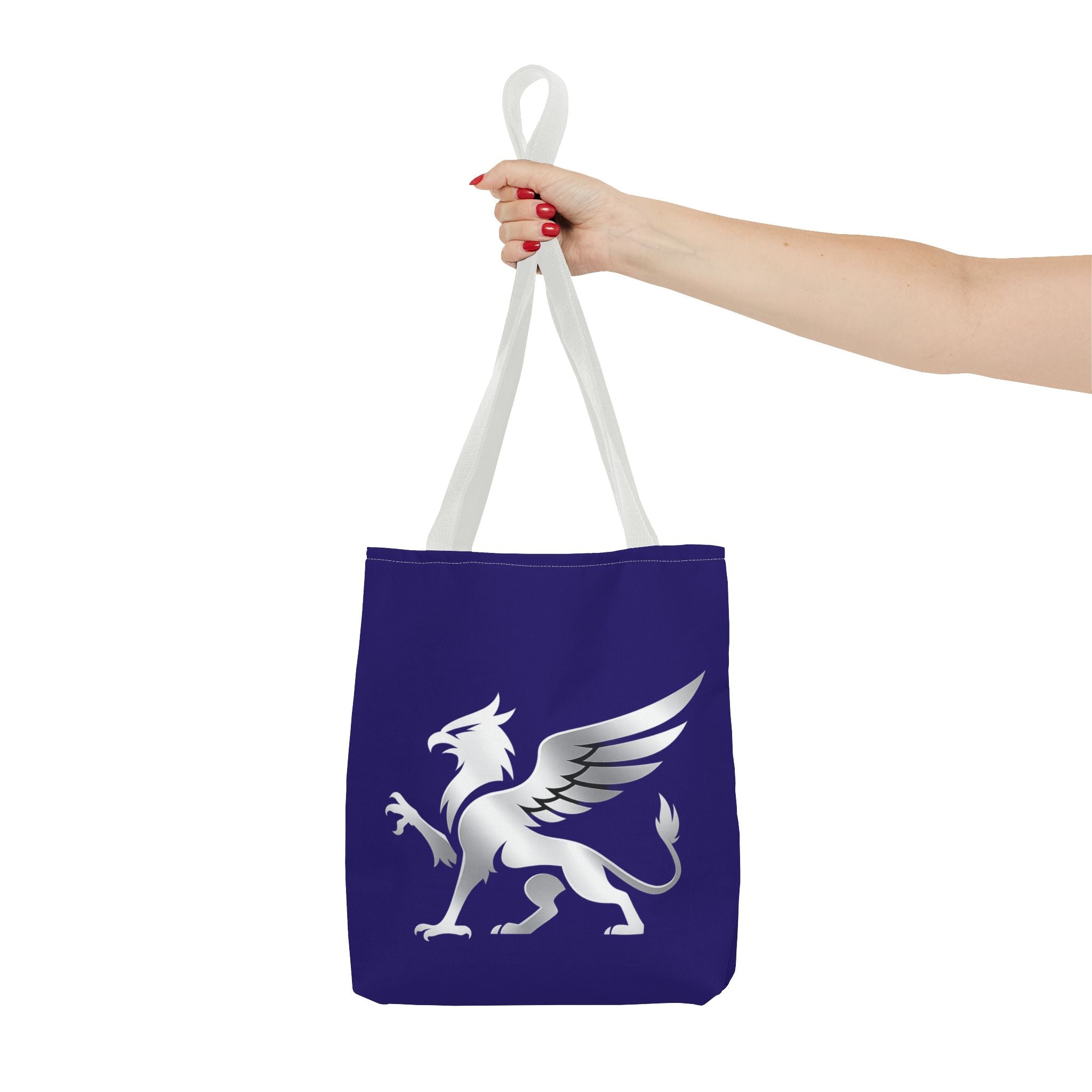 Griffin Tote Bag, blue Mythical Crest Bag, Fantasy Mythology Market Tote - Mutantur Labs LLC