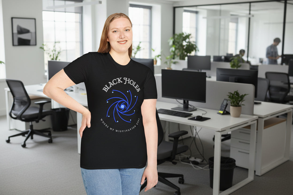 Black Holes Where My Motivation Goes graphic T-Shirt - Mutantur Labs LLC