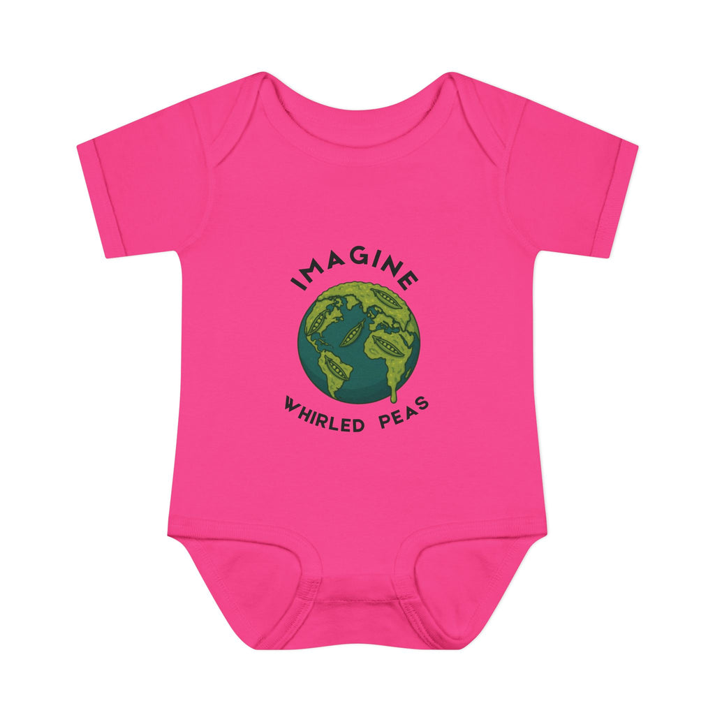 Imagine Whirled Peas Baby Onesie | Whimsical Pun Bodysuit for Babies - Mutantur Labs LLC
