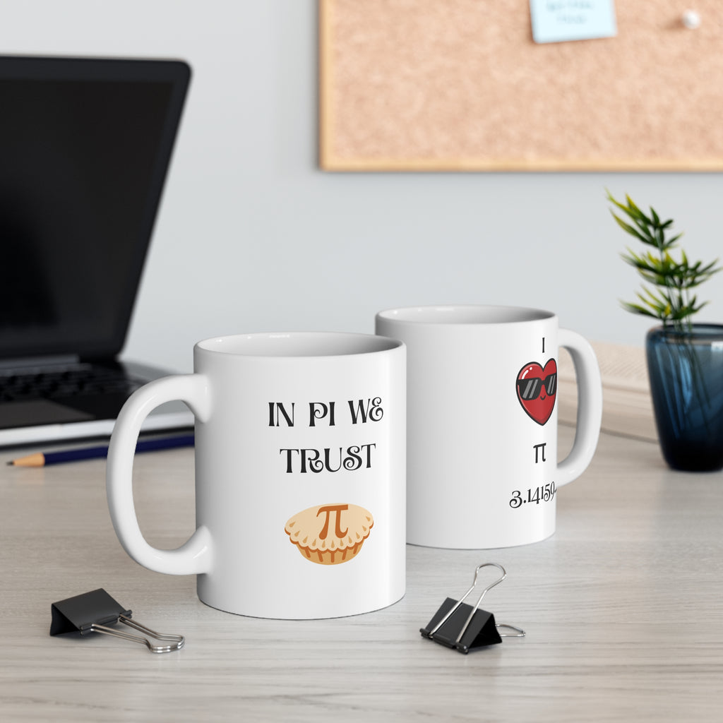 Pi Mug – In Pi We Trust, Ceramic Coffee Cup, Math Lover Gift - Mutantur Labs LLC