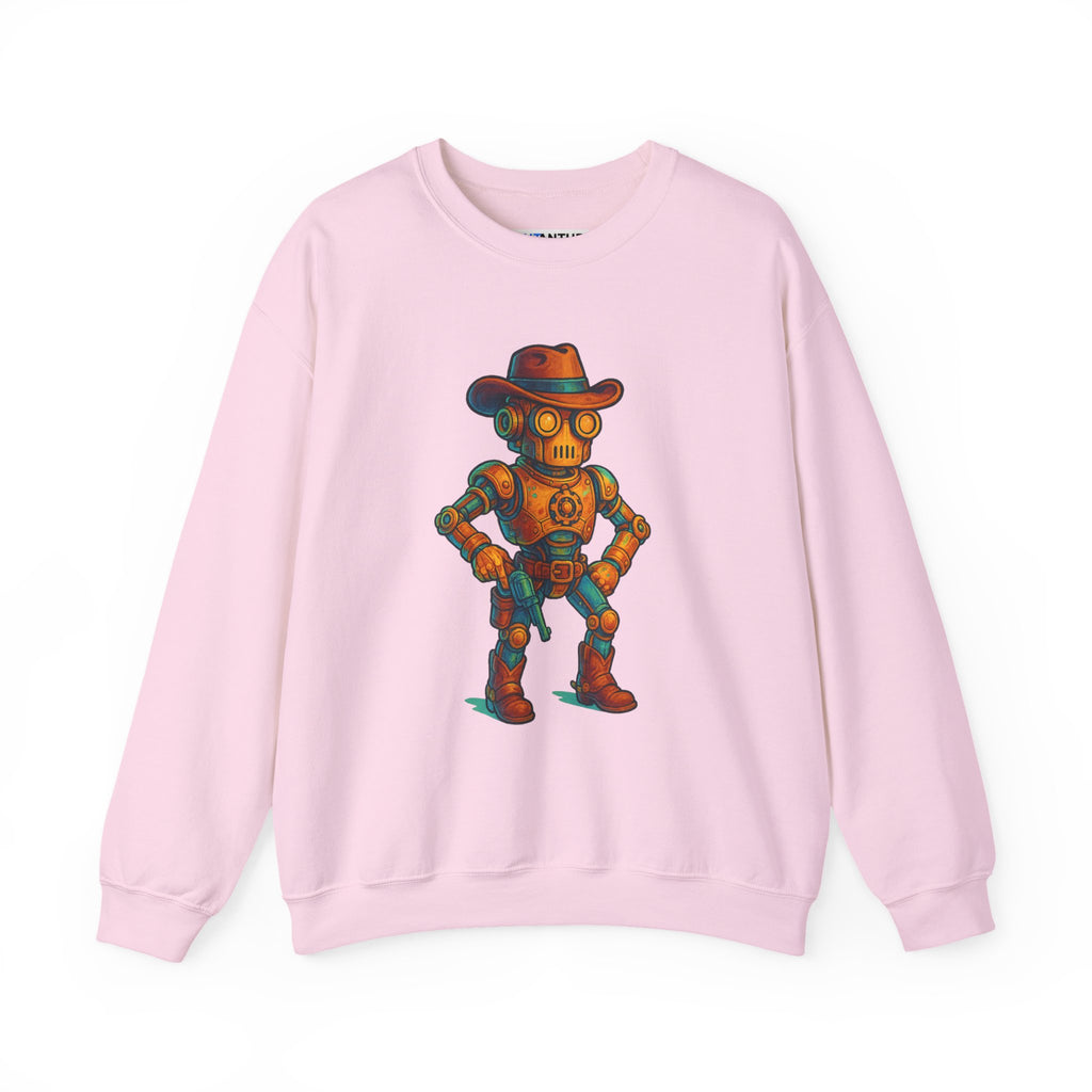 Steampunk Cowboy Robot Sweatshirt | Retro Western Graphic Crewneck - Mutantur Labs LLC