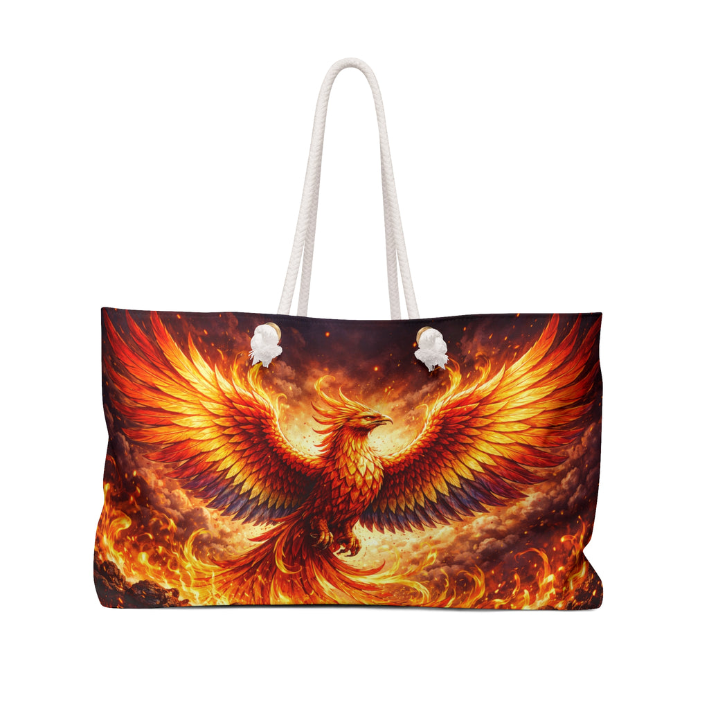 Phoenix Flame Weekender Bag - Fiery Bird Travel Tote - Mutantur Labs LLC