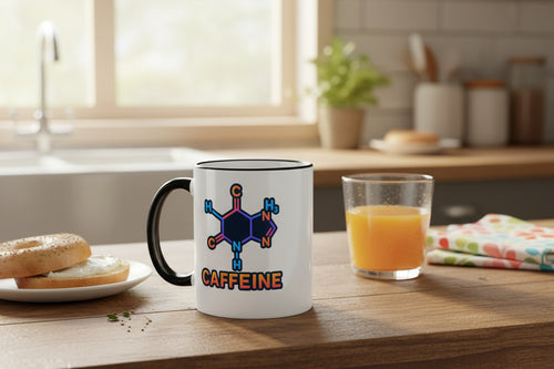 Caffeine Mug | Accent Rim and Handle Coffee Cup - Mutantur Labs LLC