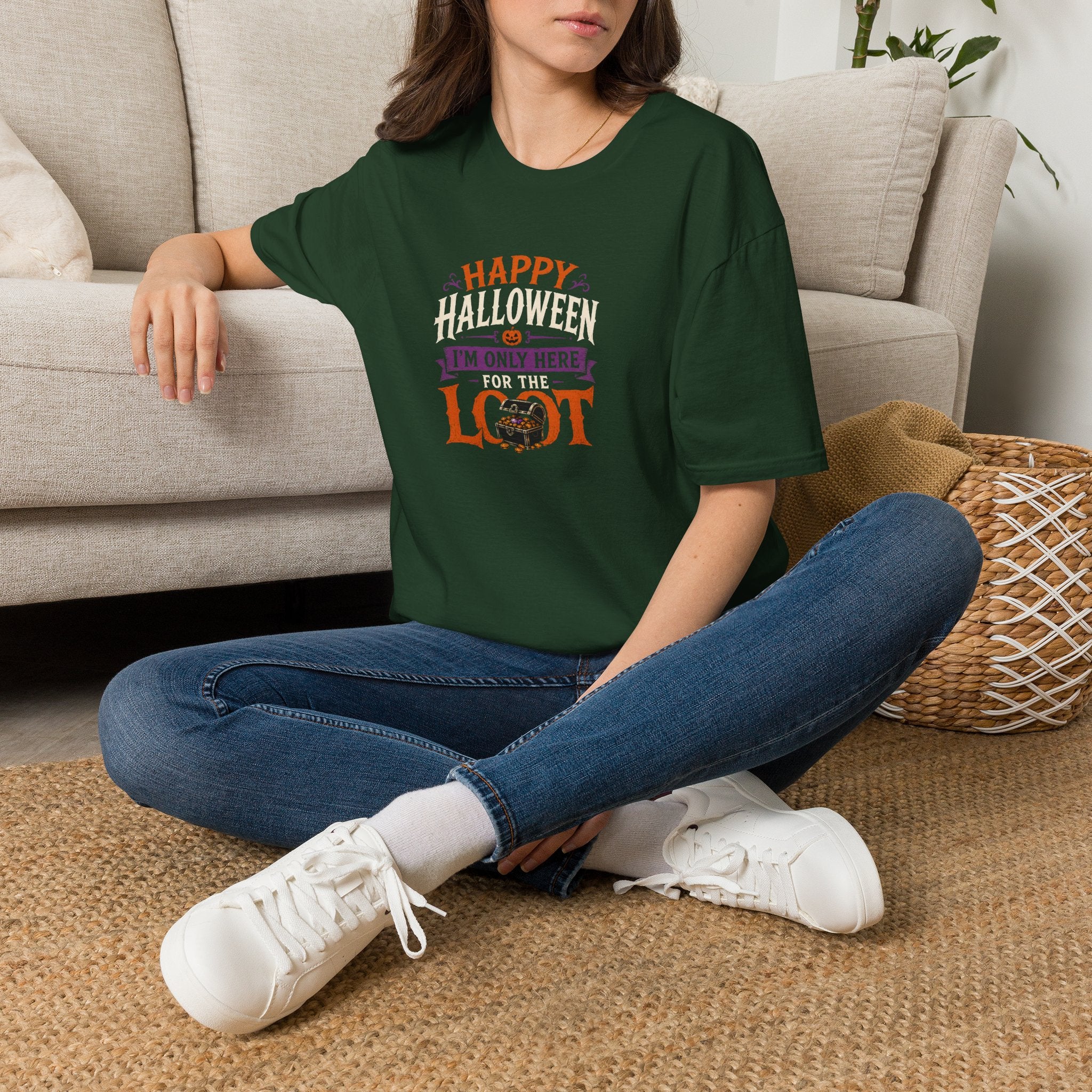 Happy Halloween "I'm Only Here for the Loot" T-Shirt — Funny Gamer Halloween Graphic Tee