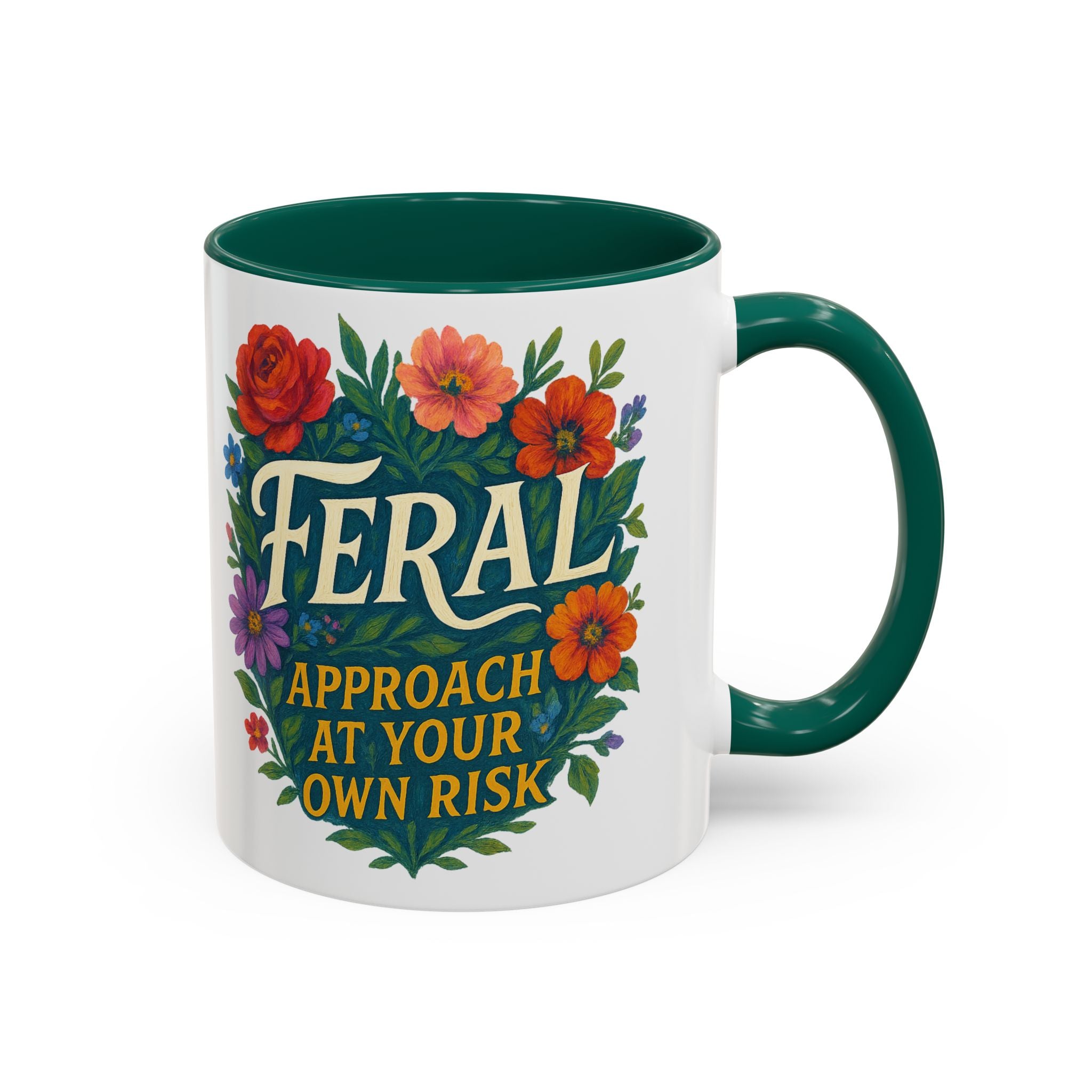 Feral Approach at Your Own Risk Mug — Floral Illustration Ceramic Coffee Cup - Mutantur Labs LLC