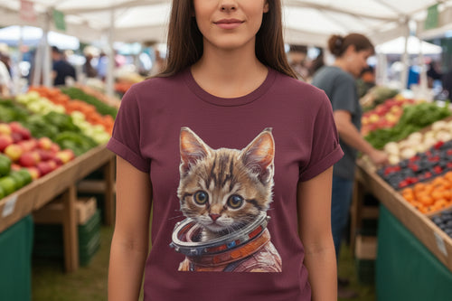 Astronaut Kitty Unisex Heavy Cotton Tee - Mutantur Labs LLC