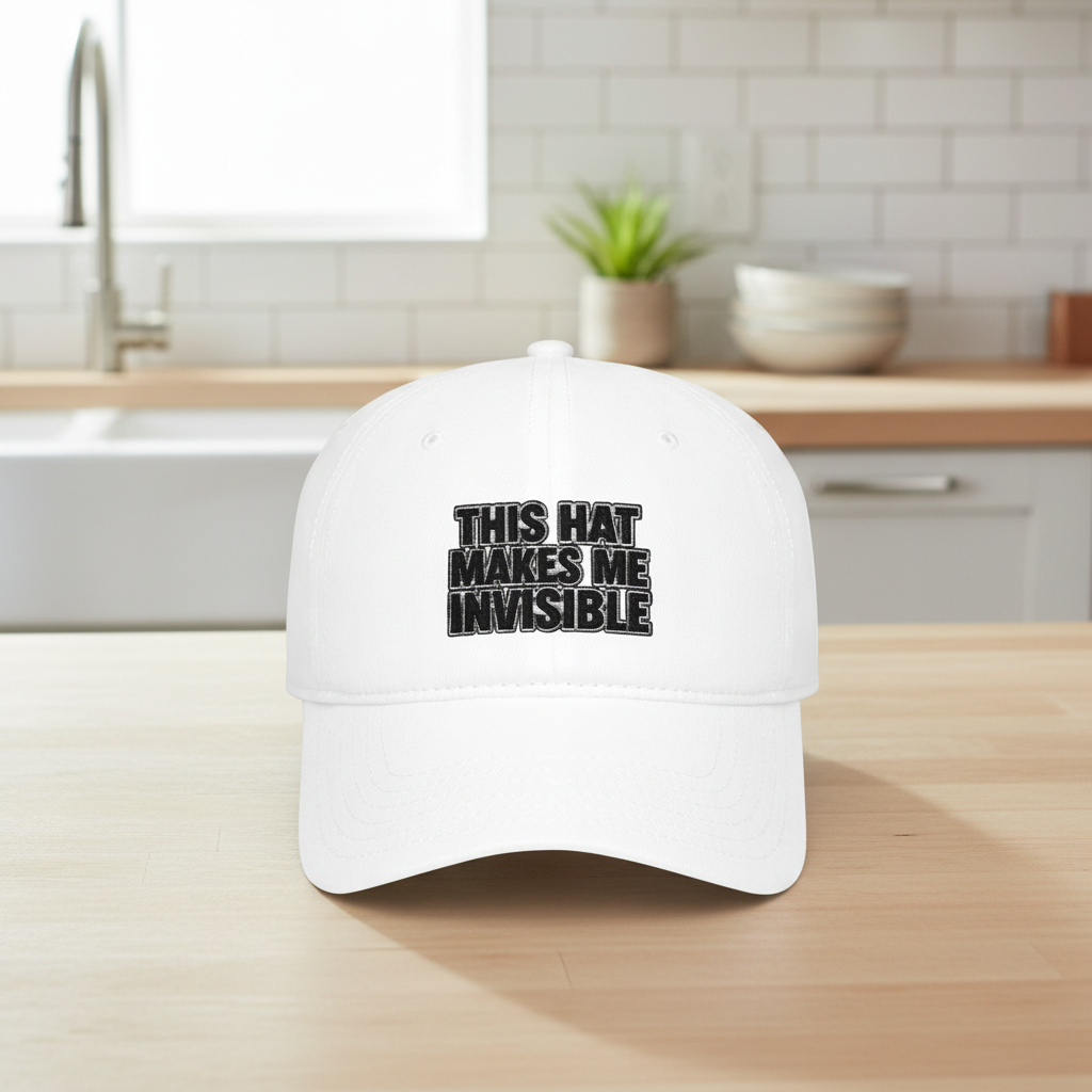 "This Hat Makes Me Invisible" Embroidered Dad Hat