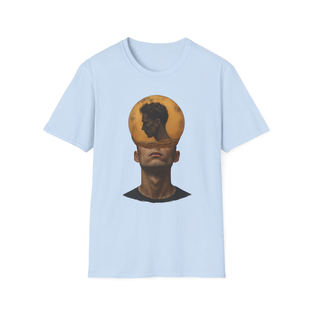 Surreal Double Portrait T-Shirt | Abstract Head Silhouette, Moon Circle - Mutantur Labs LLC
