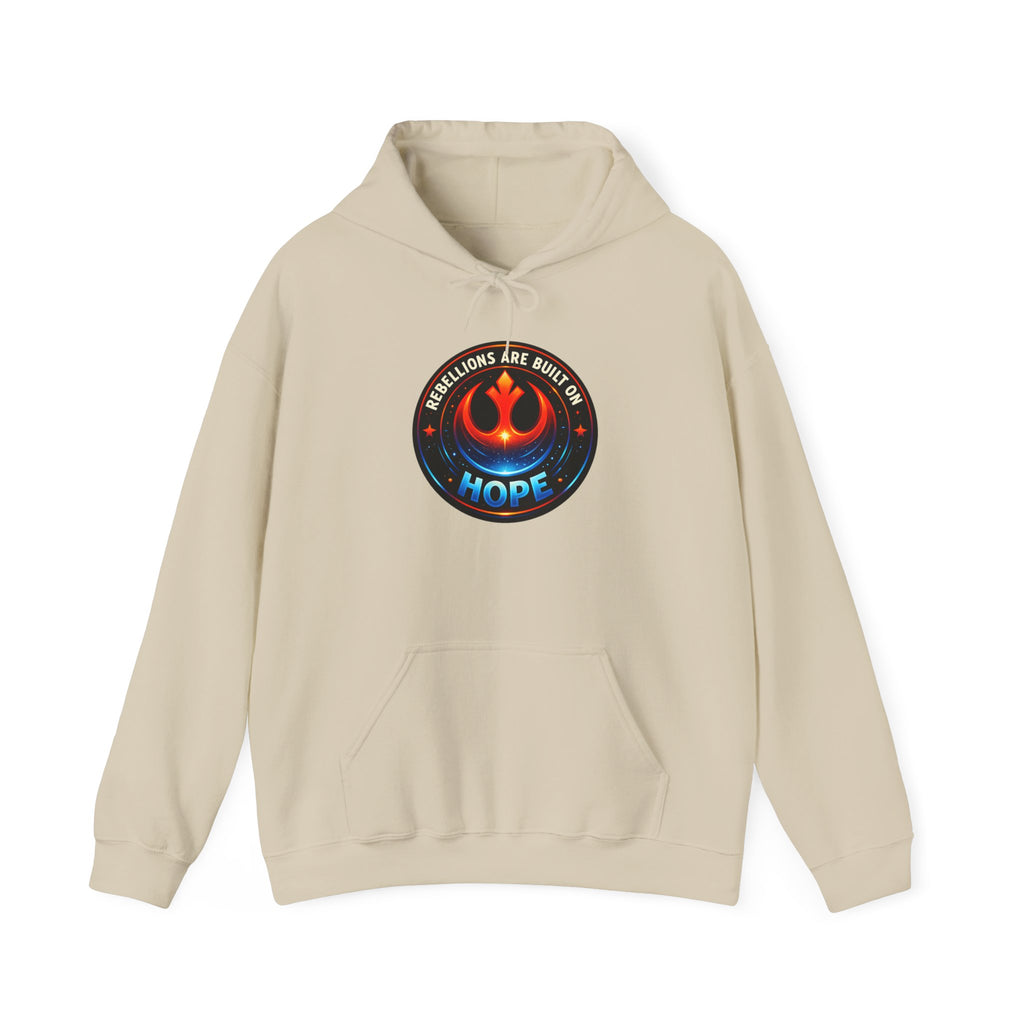 Rebellions are Built on Hope Rebel Emblem Hoodie - Mutantur Labs LLC
