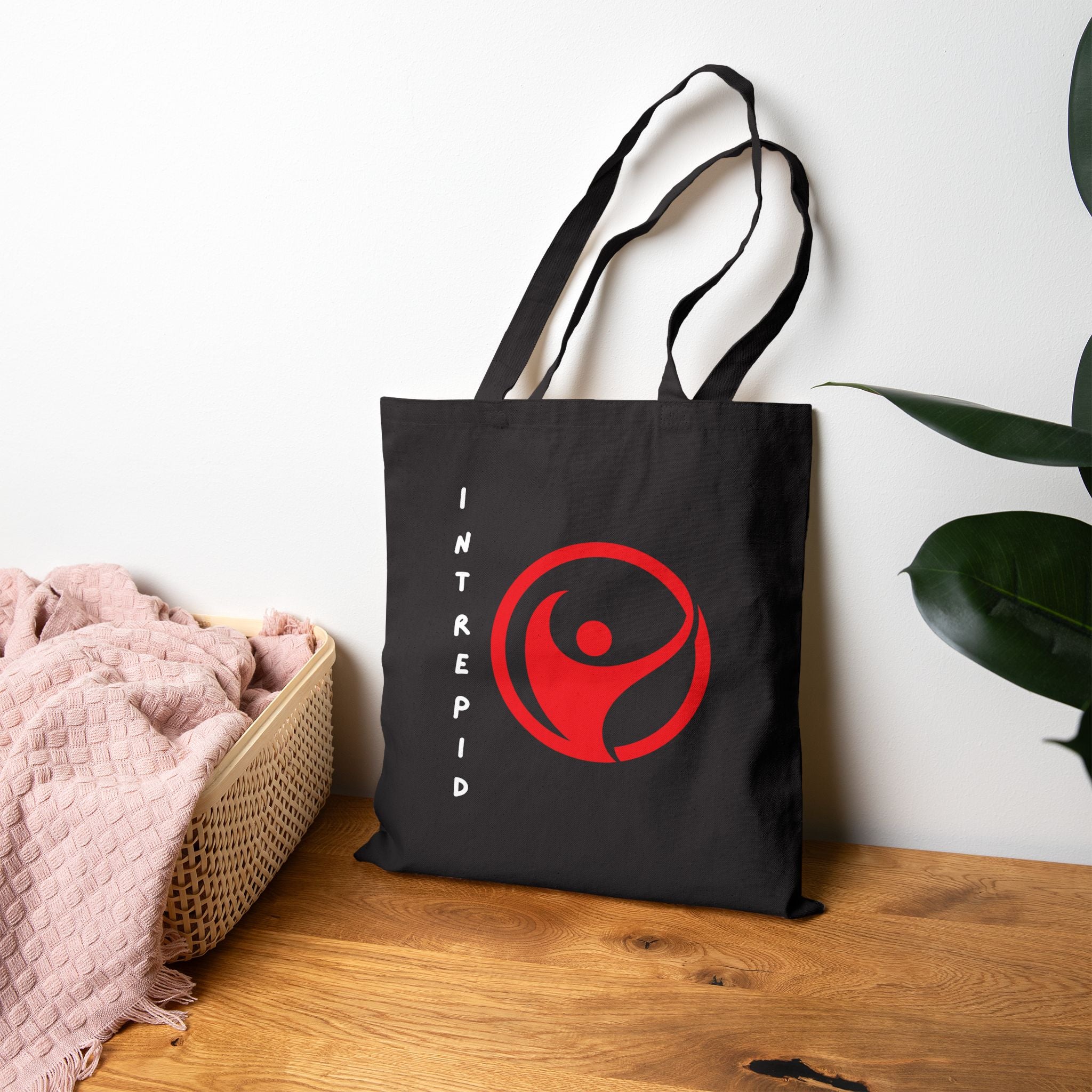 Intrepid Red Emblem Tote Bag | Bold Cotton Graphic Bag - Mutantur Labs LLC