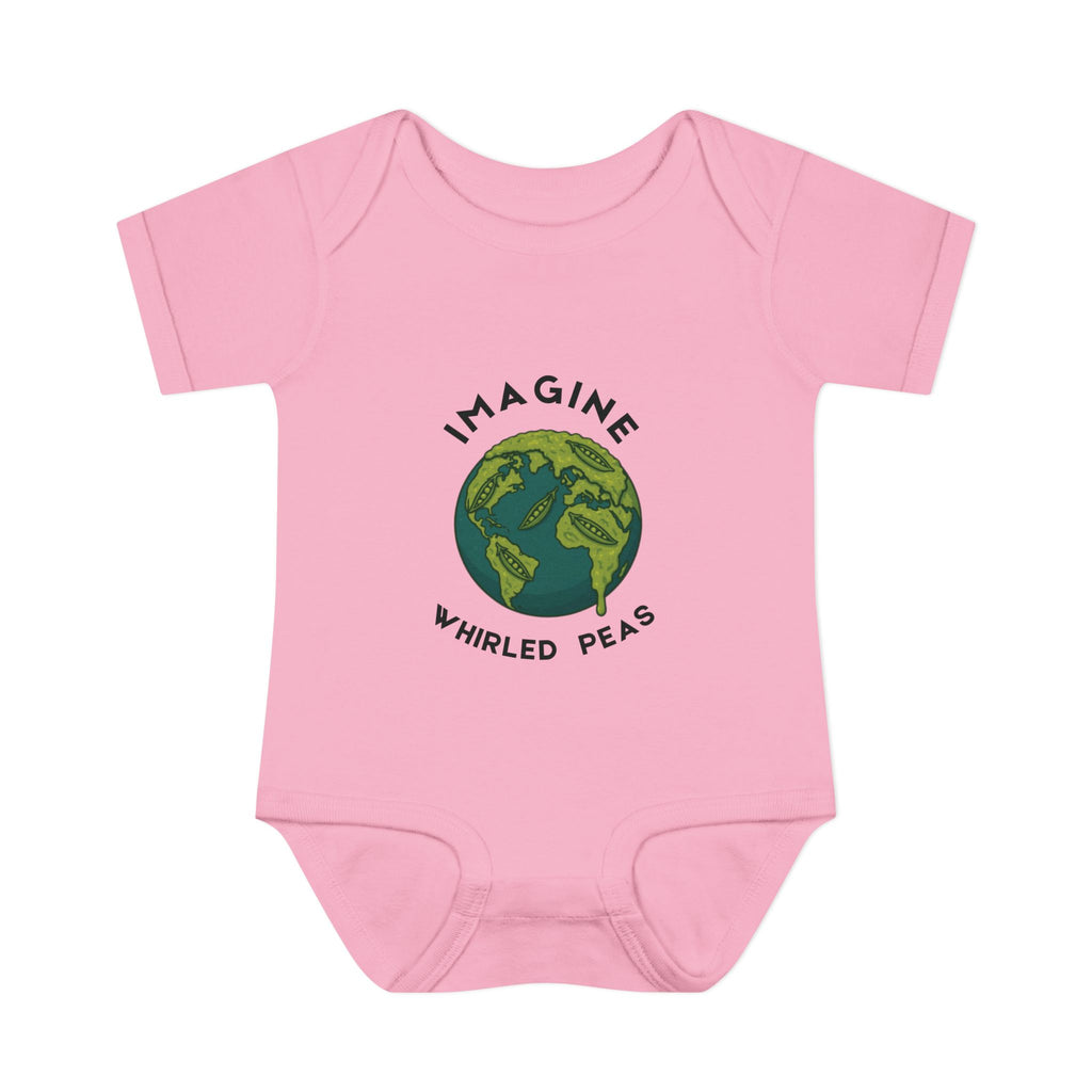 Imagine Whirled Peas Baby Onesie | Whimsical Pun Bodysuit for Babies - Mutantur Labs LLC