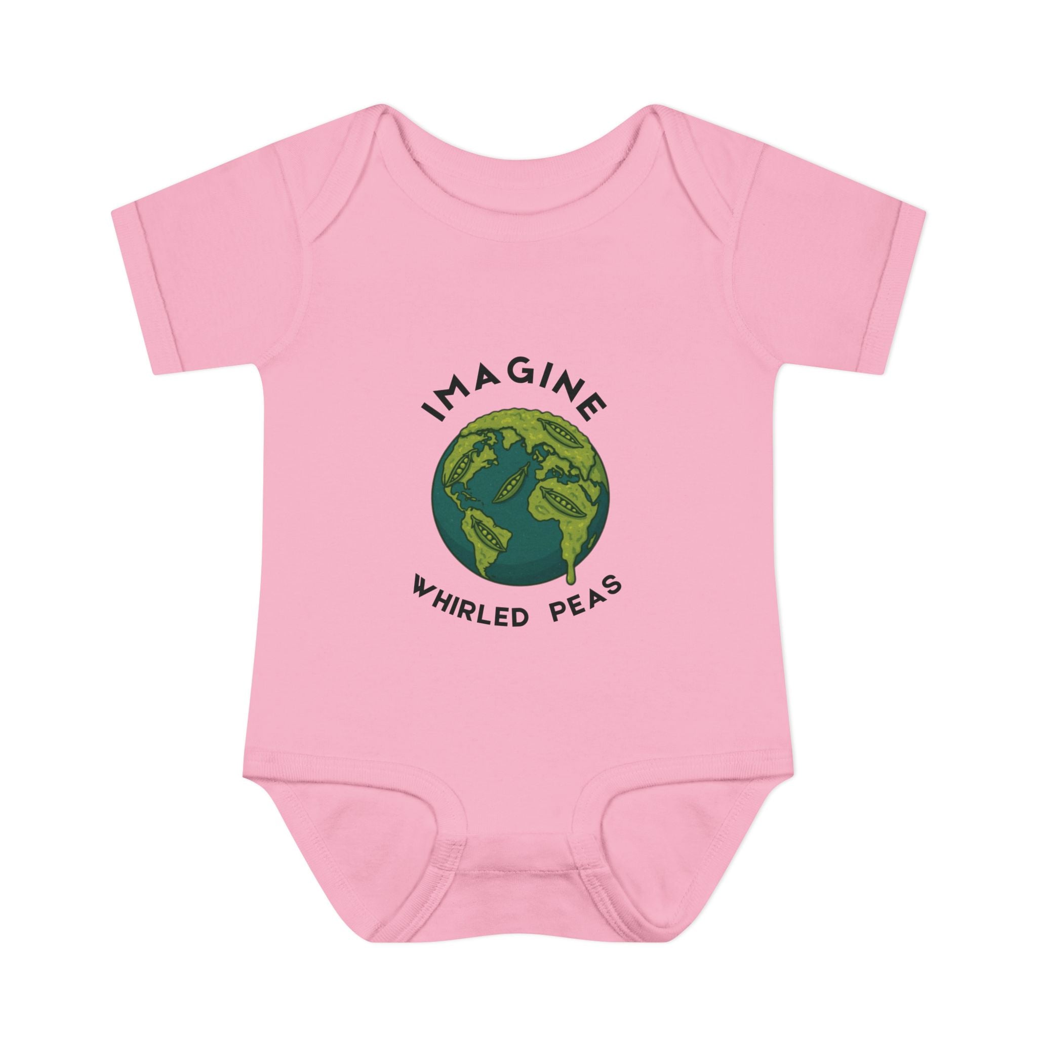 Imagine Whirled Peas Baby Onesie | Whimsical Pun Bodysuit for Babies - Mutantur Labs LLC