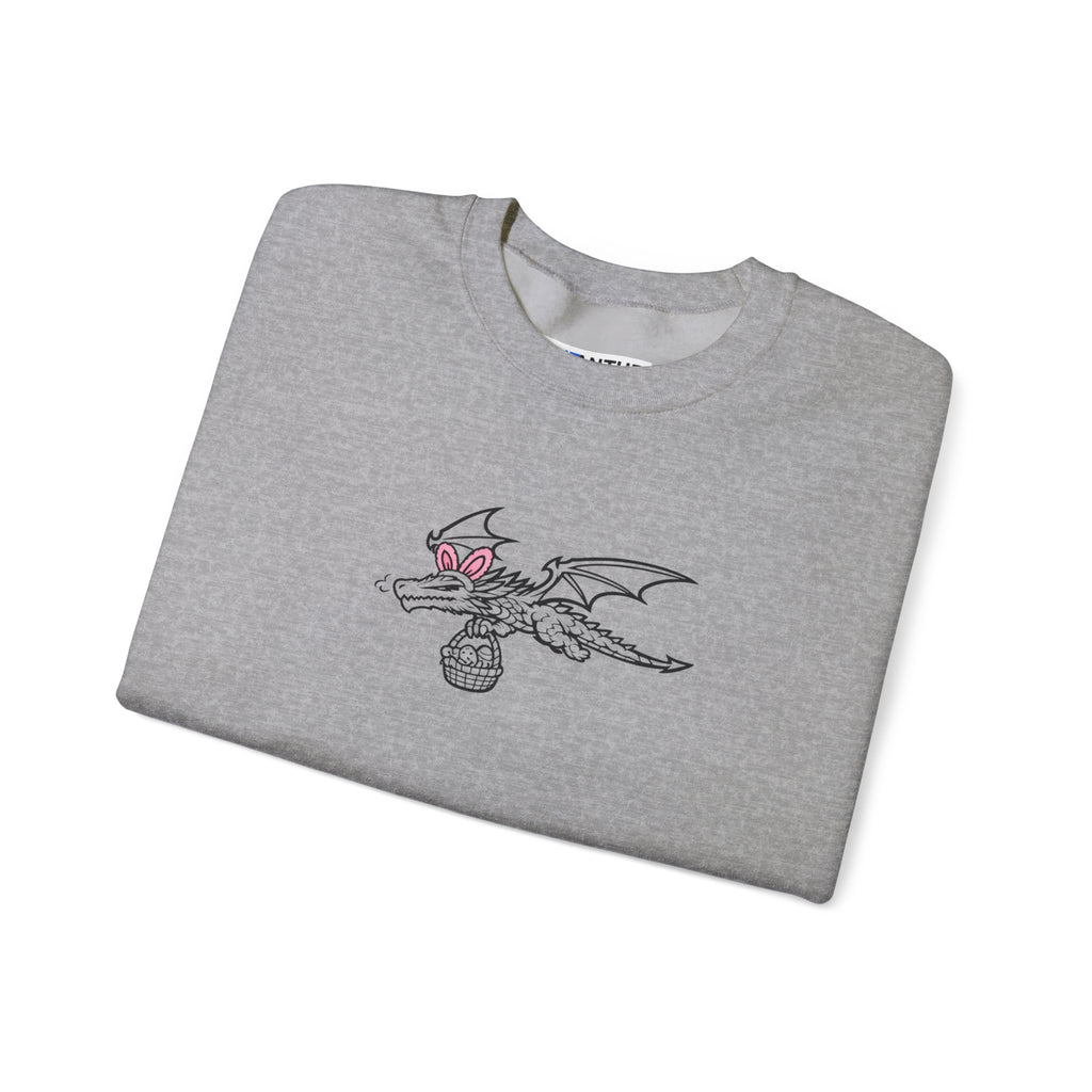 Easter Dragon Holding Easter Basket Crewneck Sweatshirt - Mutantur Labs LLC