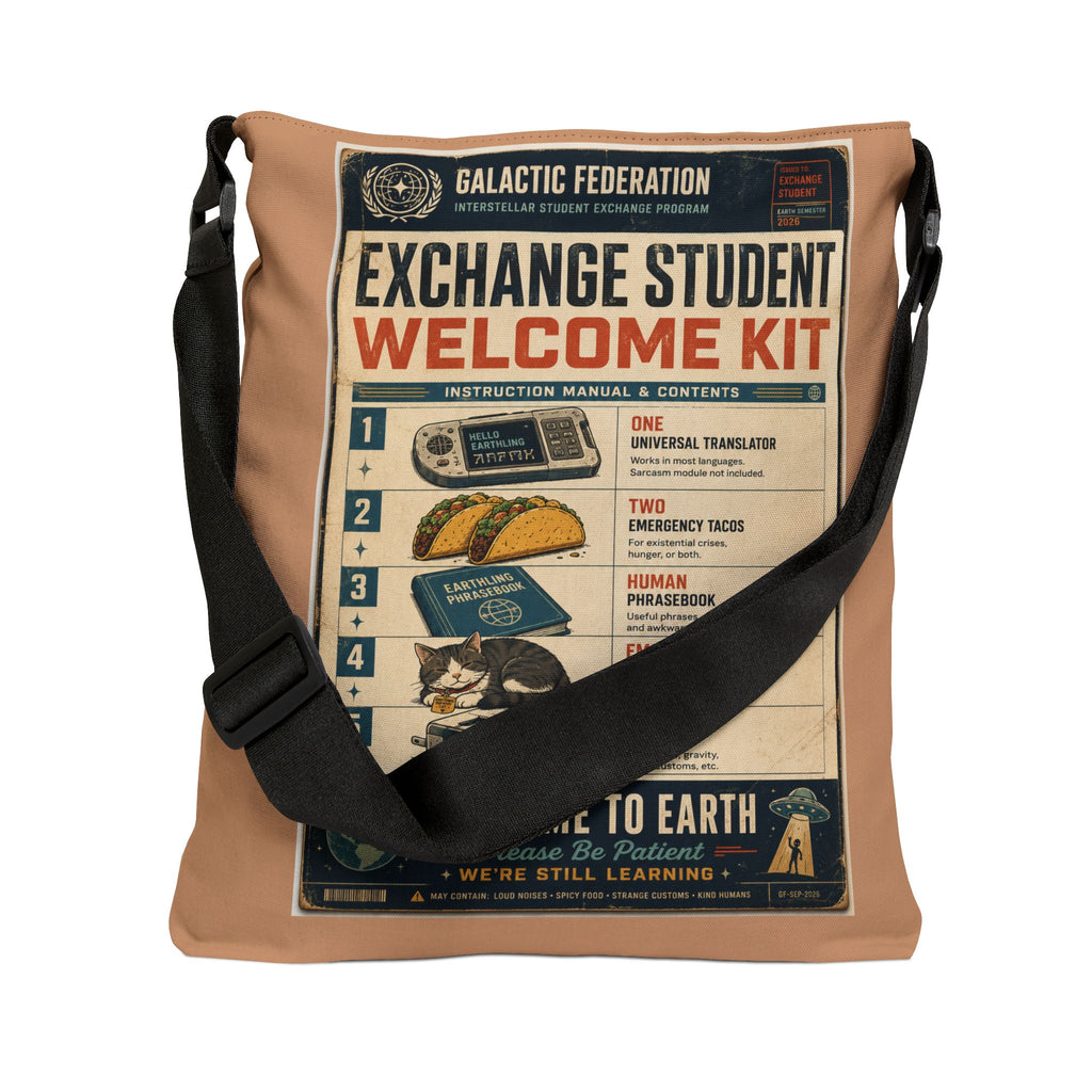 Exchange Student Welcome Kit Tote Bag — Retro Space Travel Poster Design