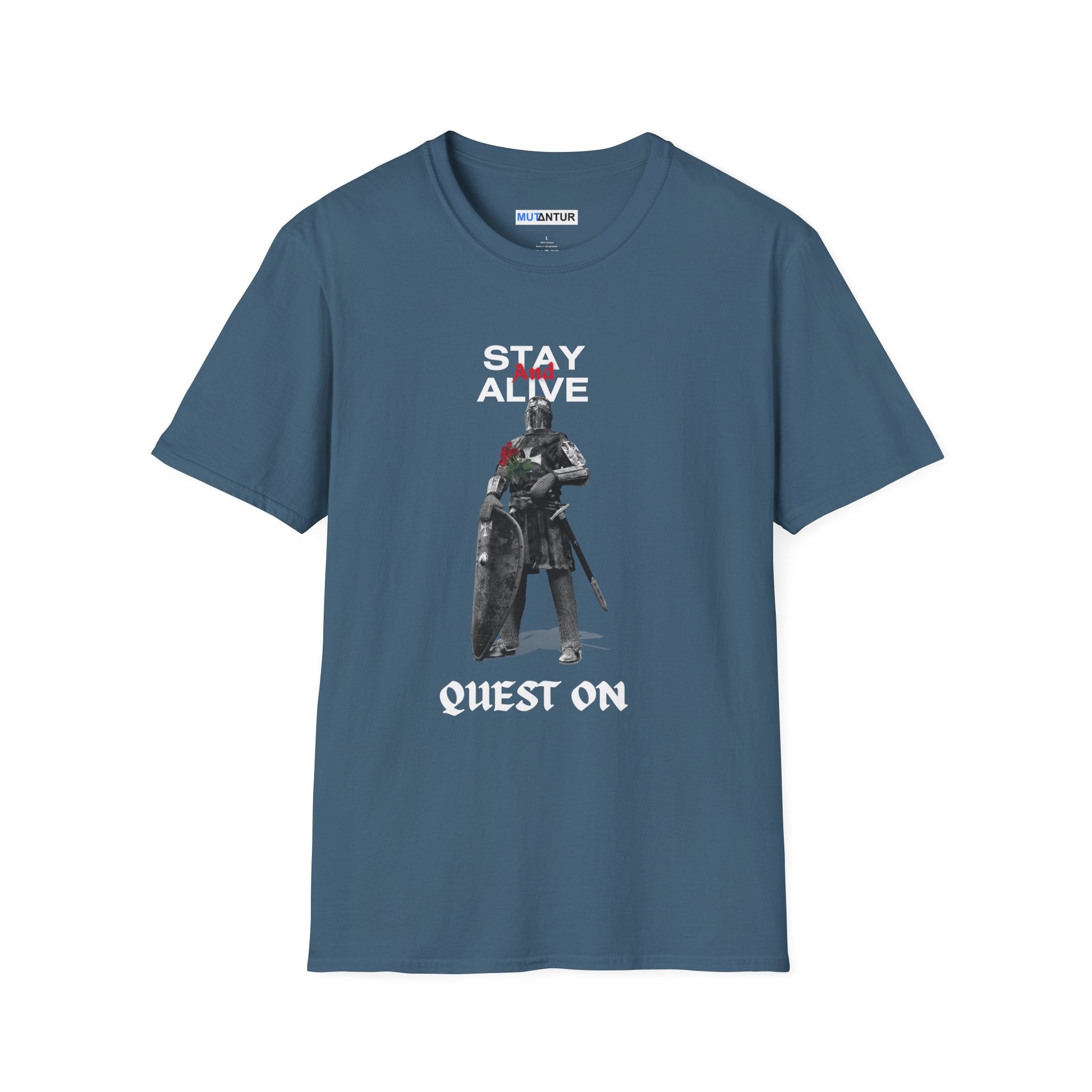Stay Alive Quest On T-Shirt | Dark Fantasy Knight Gamer Tee - Mutantur Labs LLC