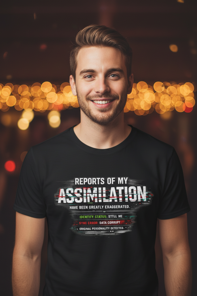 Reports of My Assimilation T-Shirt — Funny Sci-Fi Glitch Graphic Tee