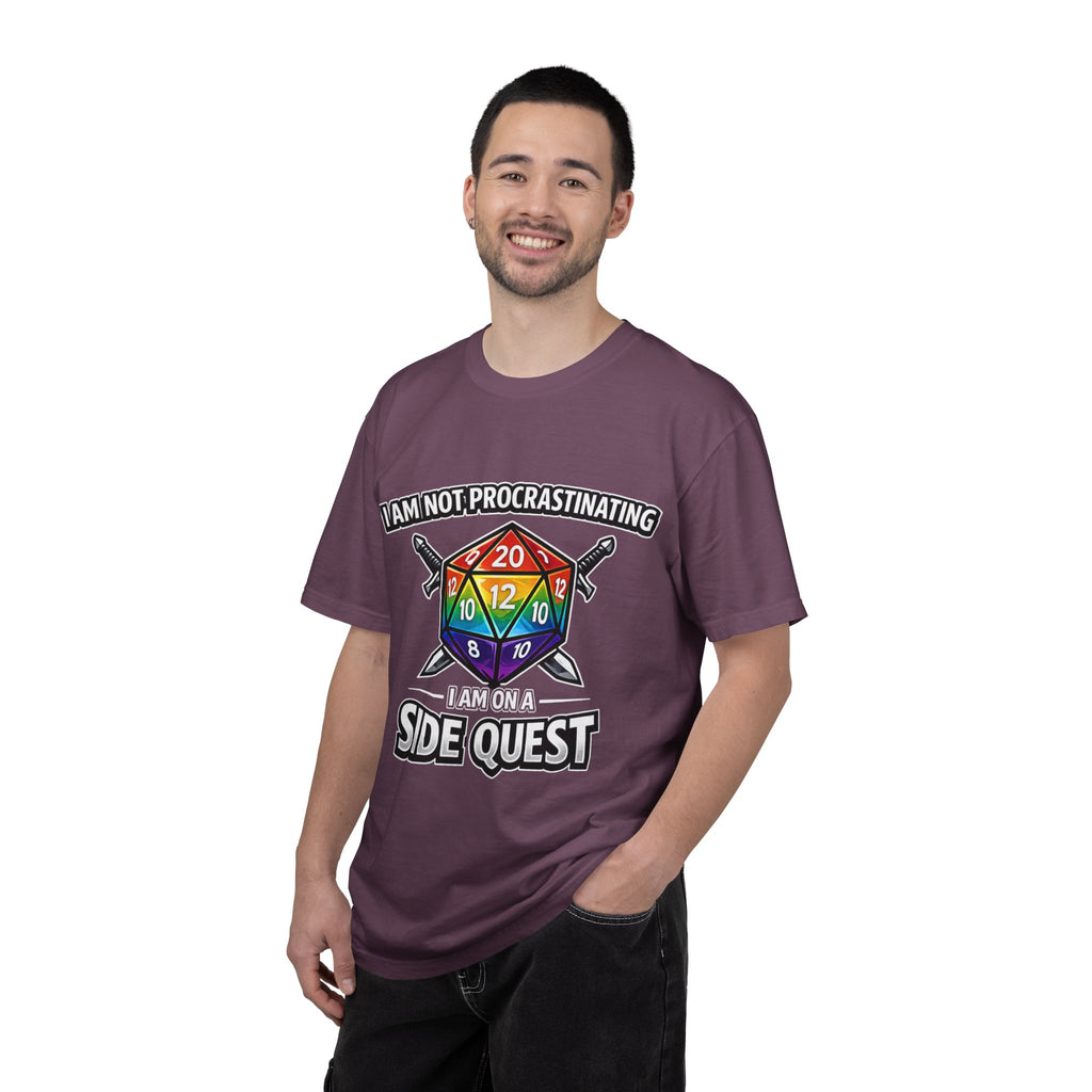 Nerd Humor Gaming I Am Not Procrastinating Side Quest | Rainbow D20 Dice RPG Tee Comfort Colors tee - Mutantur Labs LLC