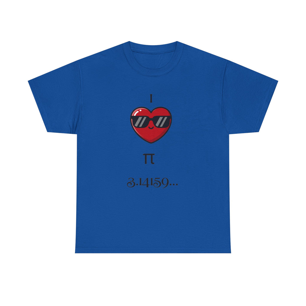 I Love Pi 3.14159 math lover graphic tee in royal blue, front view