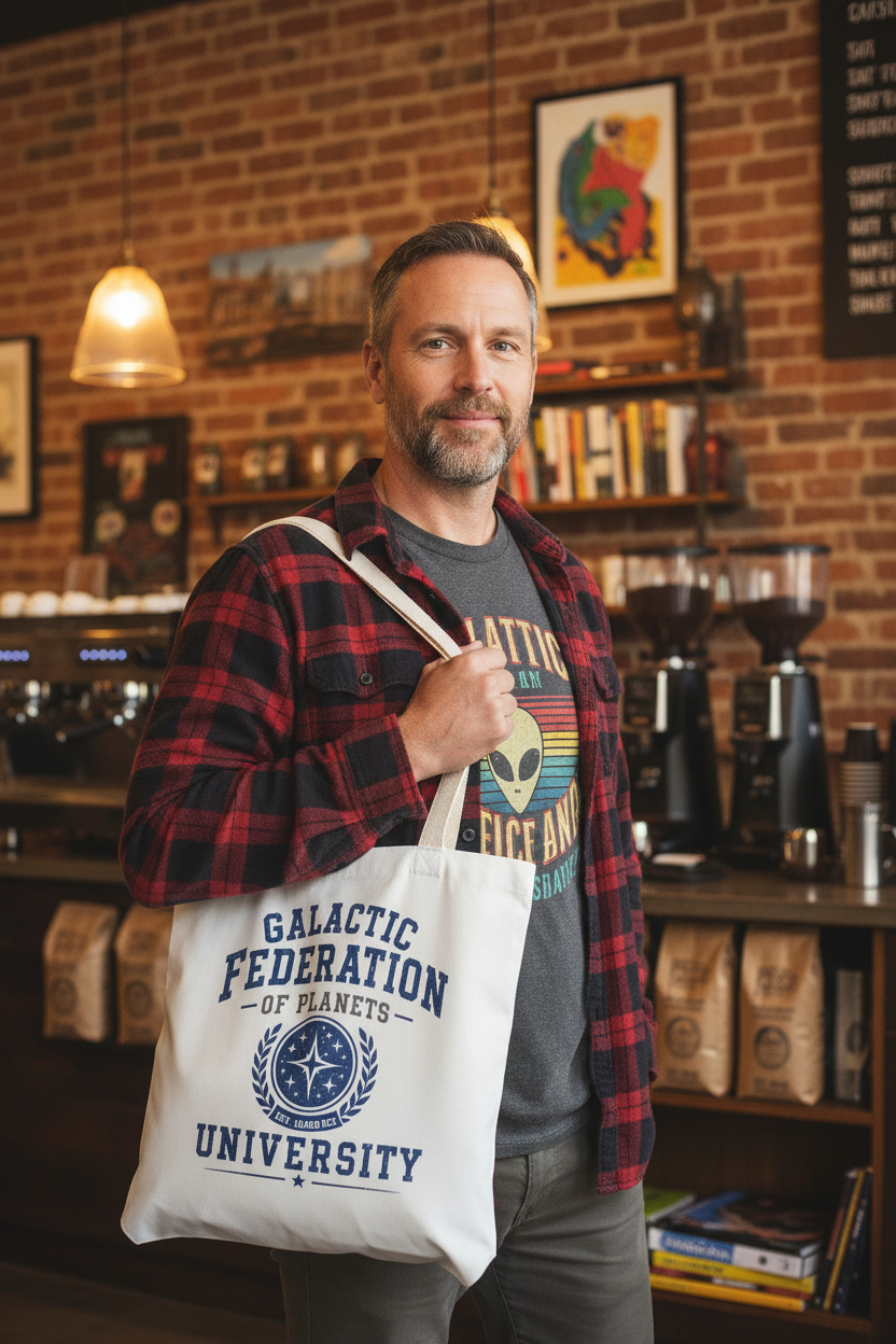 Galactic Federation University Tote Bag — Sci‑Fi College Logo Tote - Mutantur Labs LLC