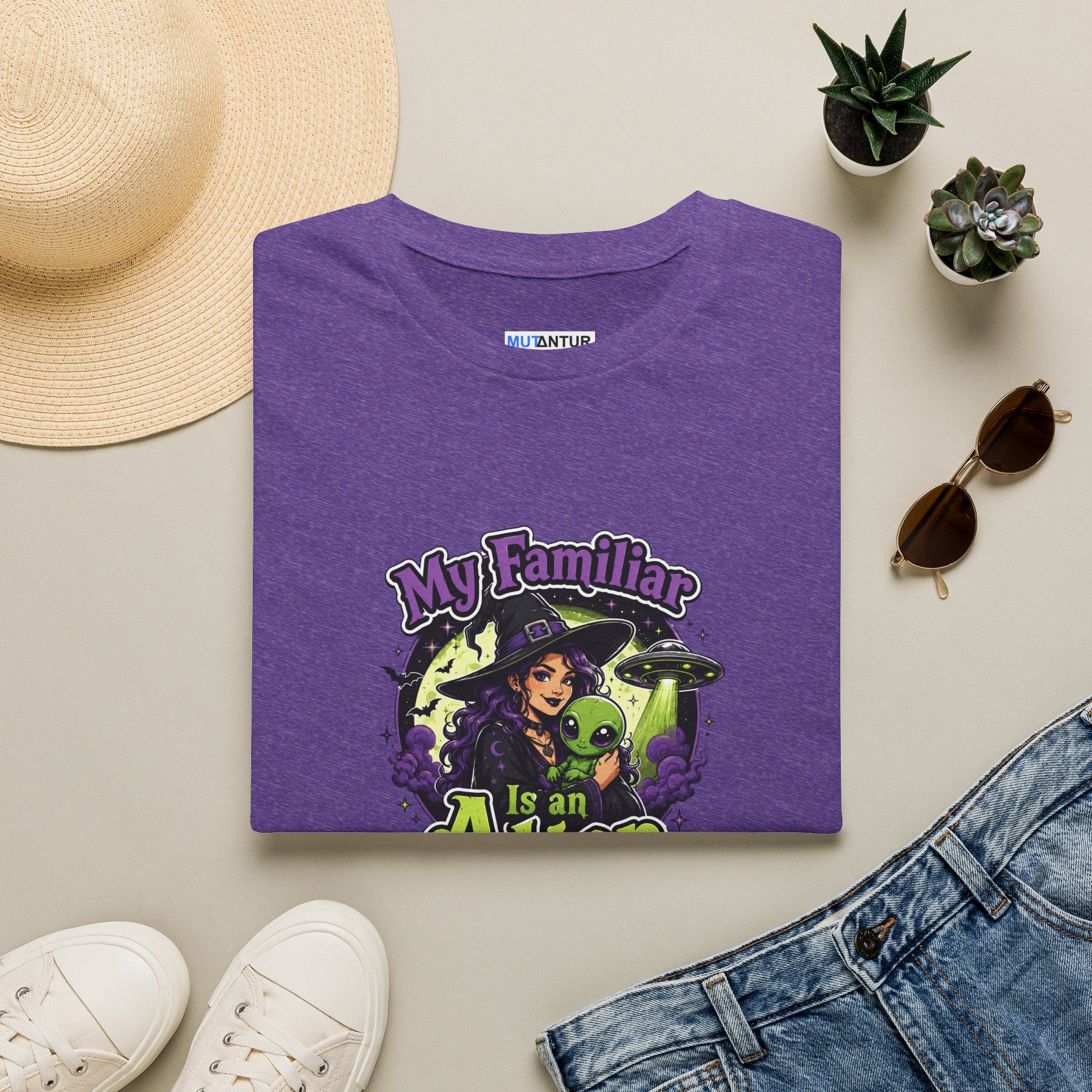 My Familiar Is an Alien T-Shirt — Witch & Cute Alien Graphic Tee