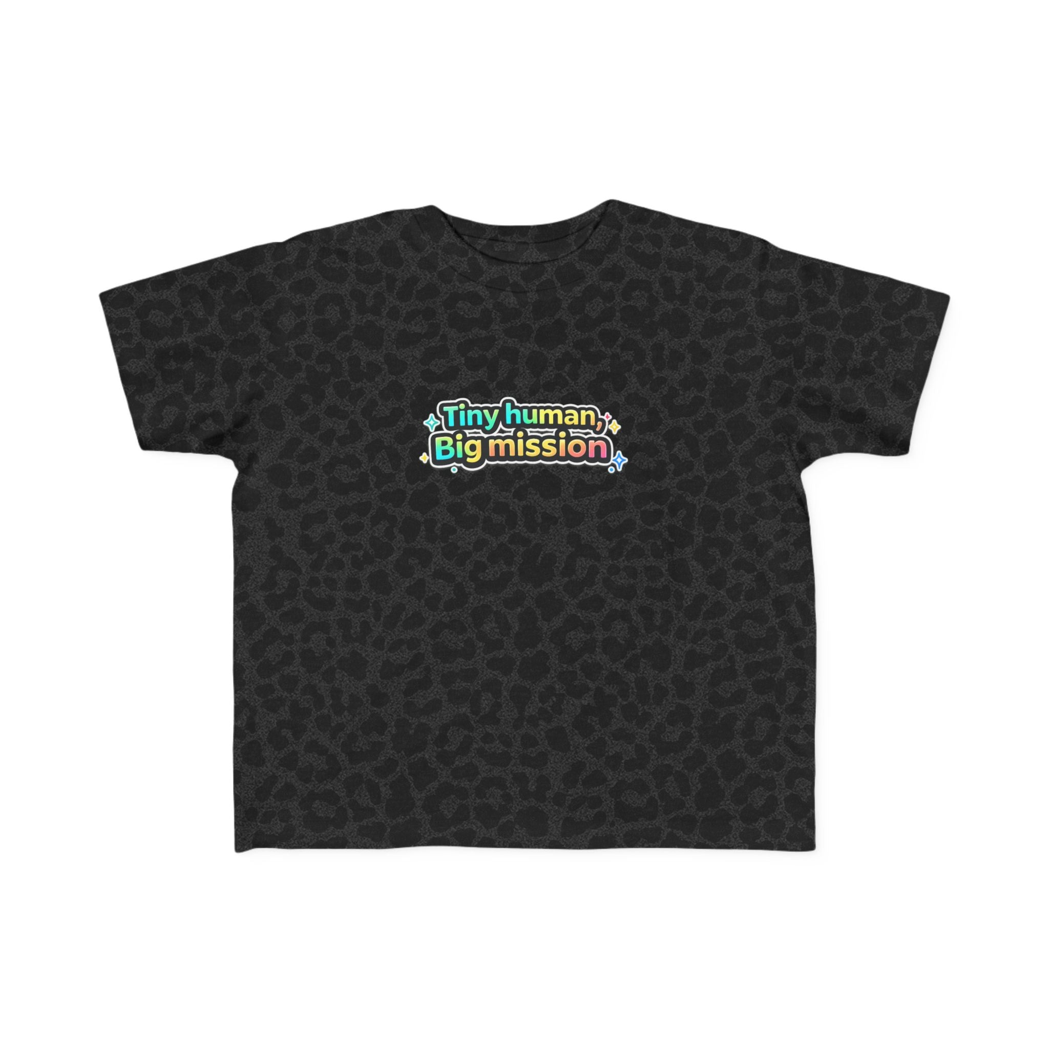 Tiny Human Big Mission Toddler T-Shirt — Colorful Sci-Fi Kids Graphic Tee