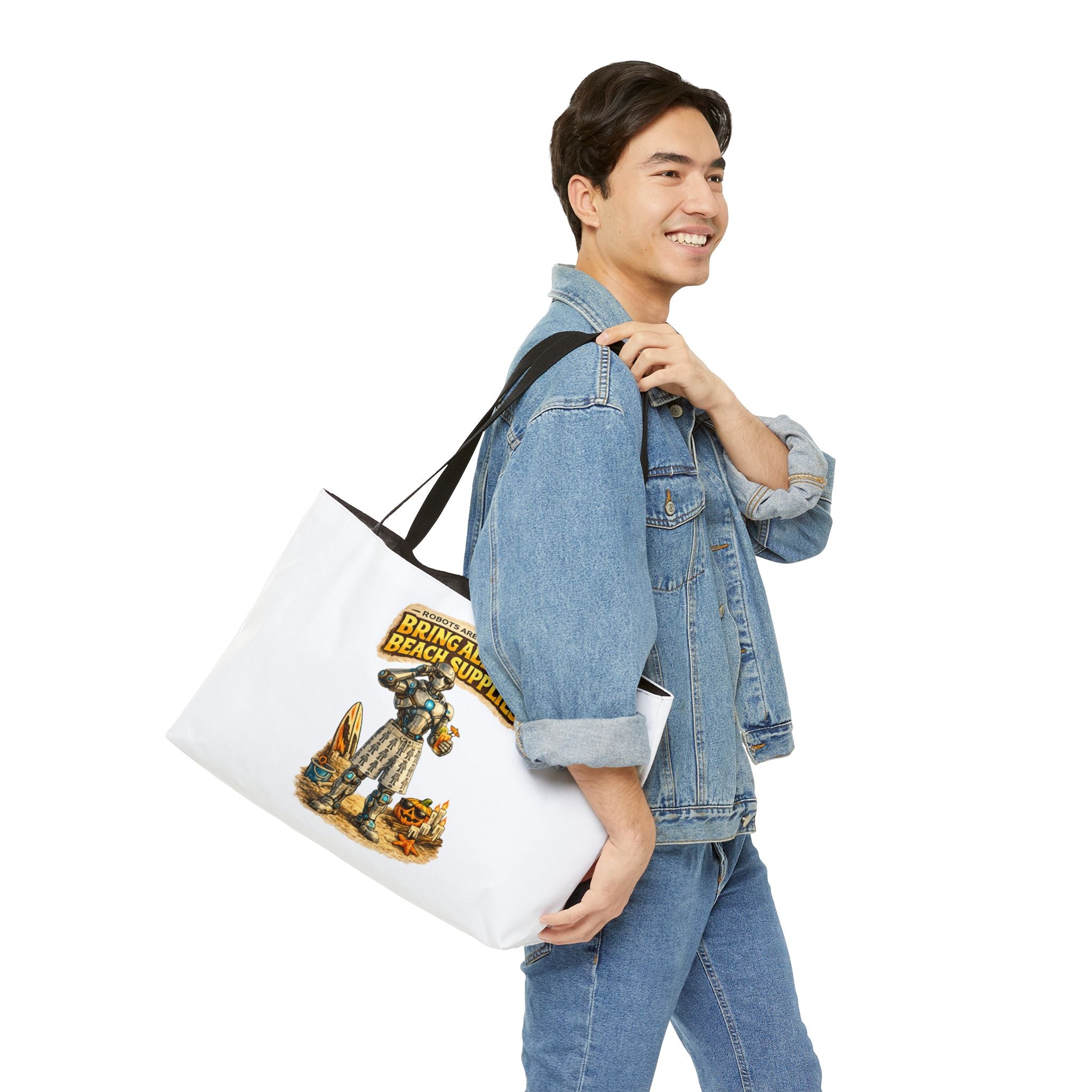 Weekender Tote Bag — "Bring All the Beach Supplies" Robots Are Monitoring Beach Tote