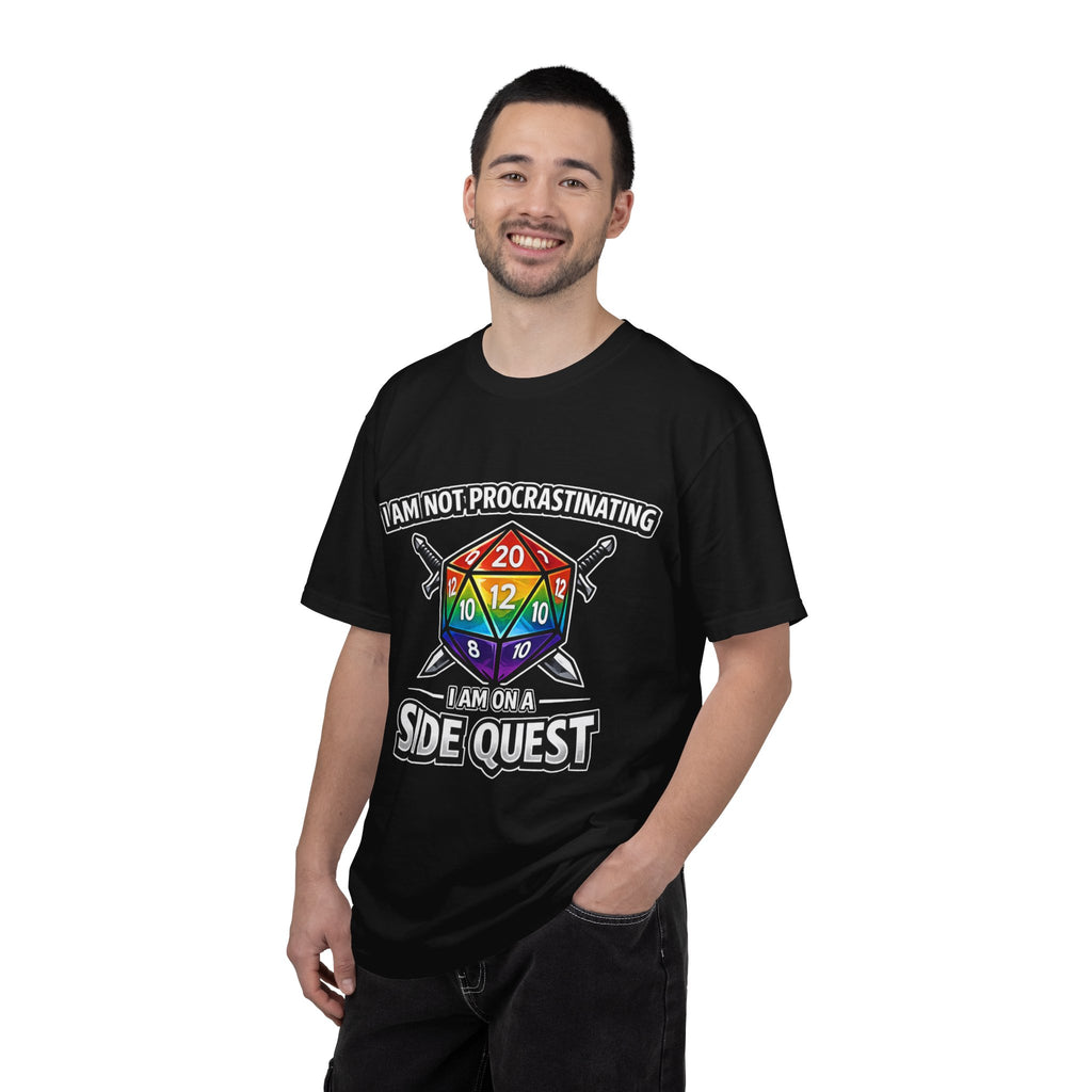 Nerd Humor Gaming I Am Not Procrastinating Side Quest | Rainbow D20 Dice RPG Tee Comfort Colors tee - Mutantur Labs LLC