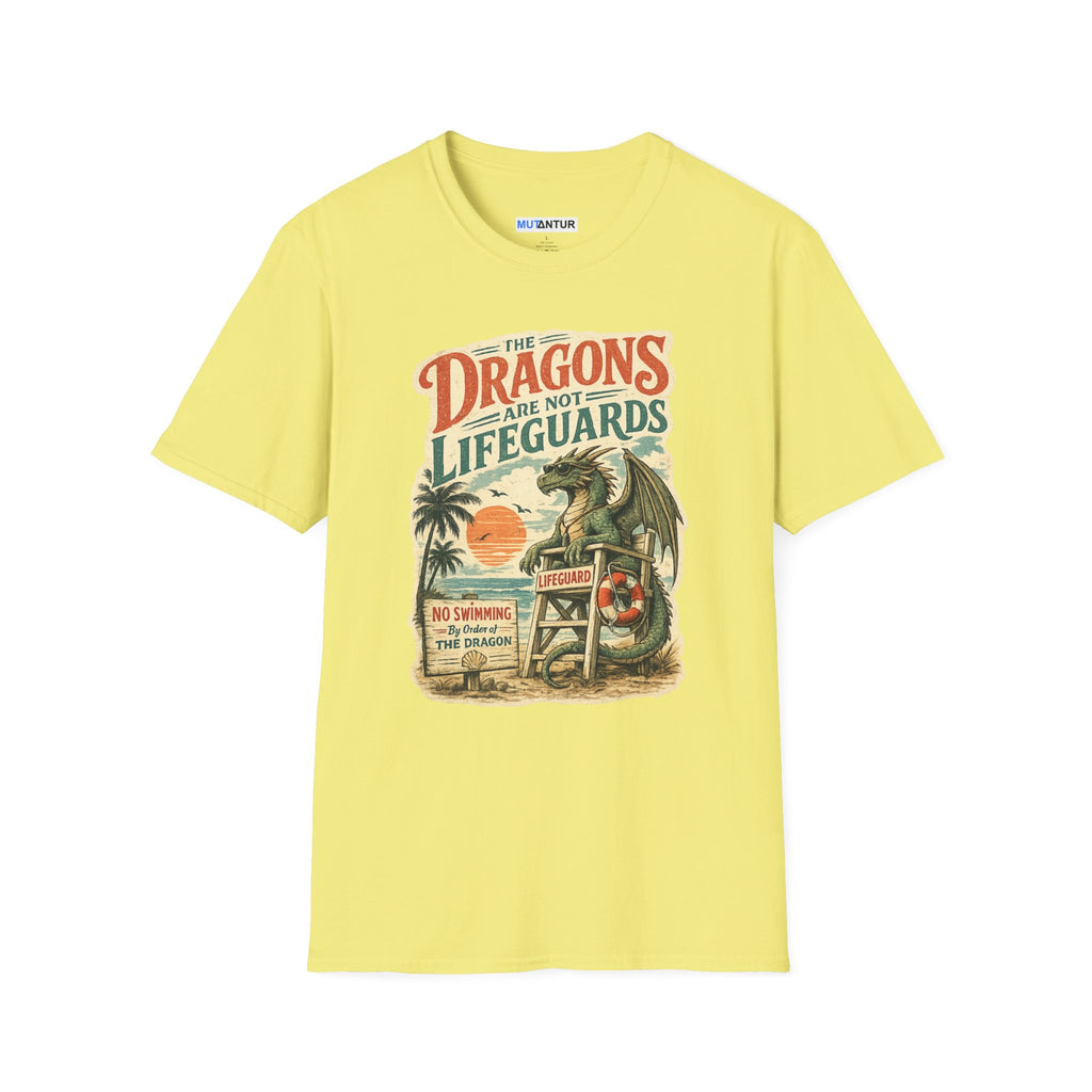Dragons Are Not Lifeguards T-Shirt — Retro Beach Dragon Graphic Tee - Mutantur Labs LLC