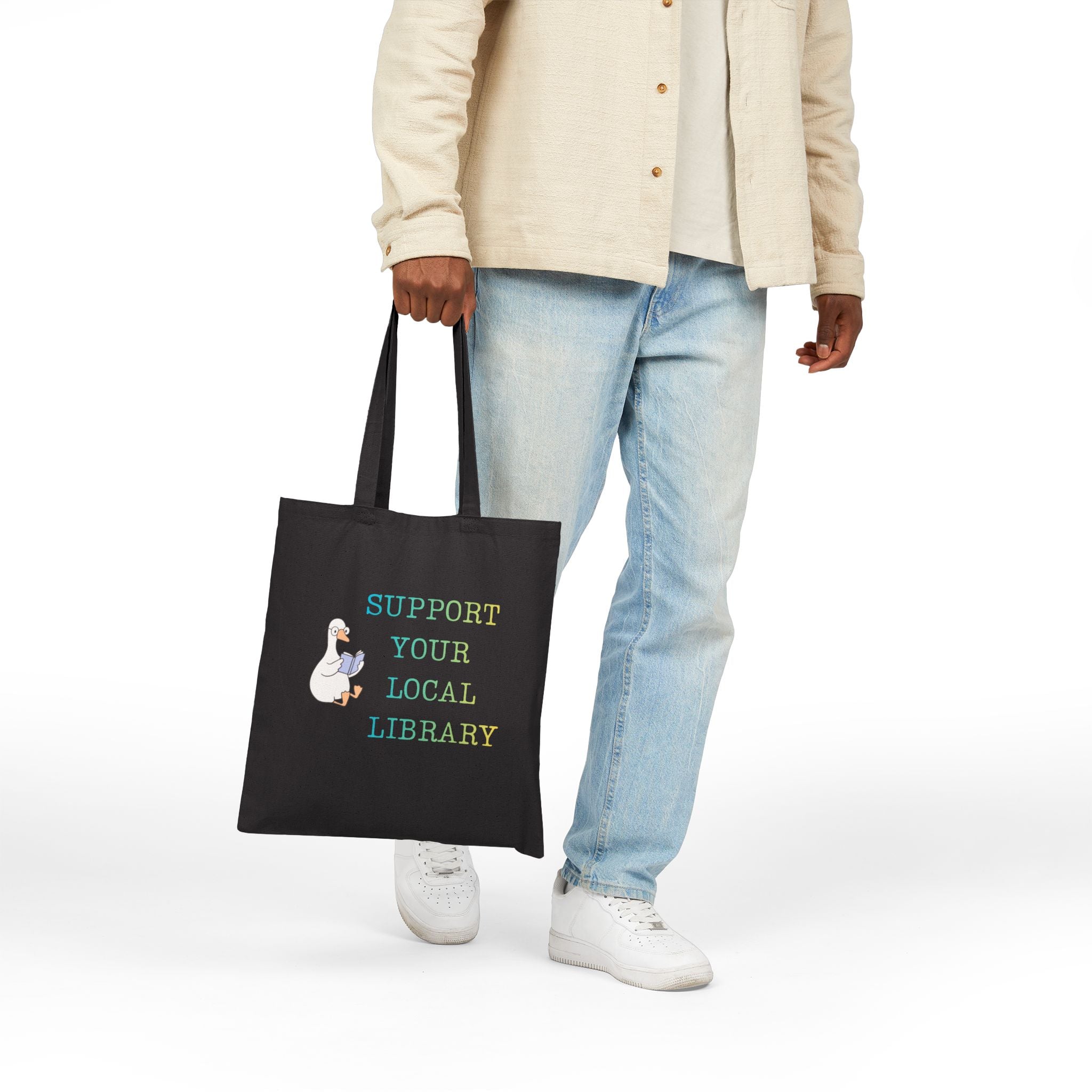 Support Your Local Library Canvas Book Tote Bag - Mutantur Labs LLC