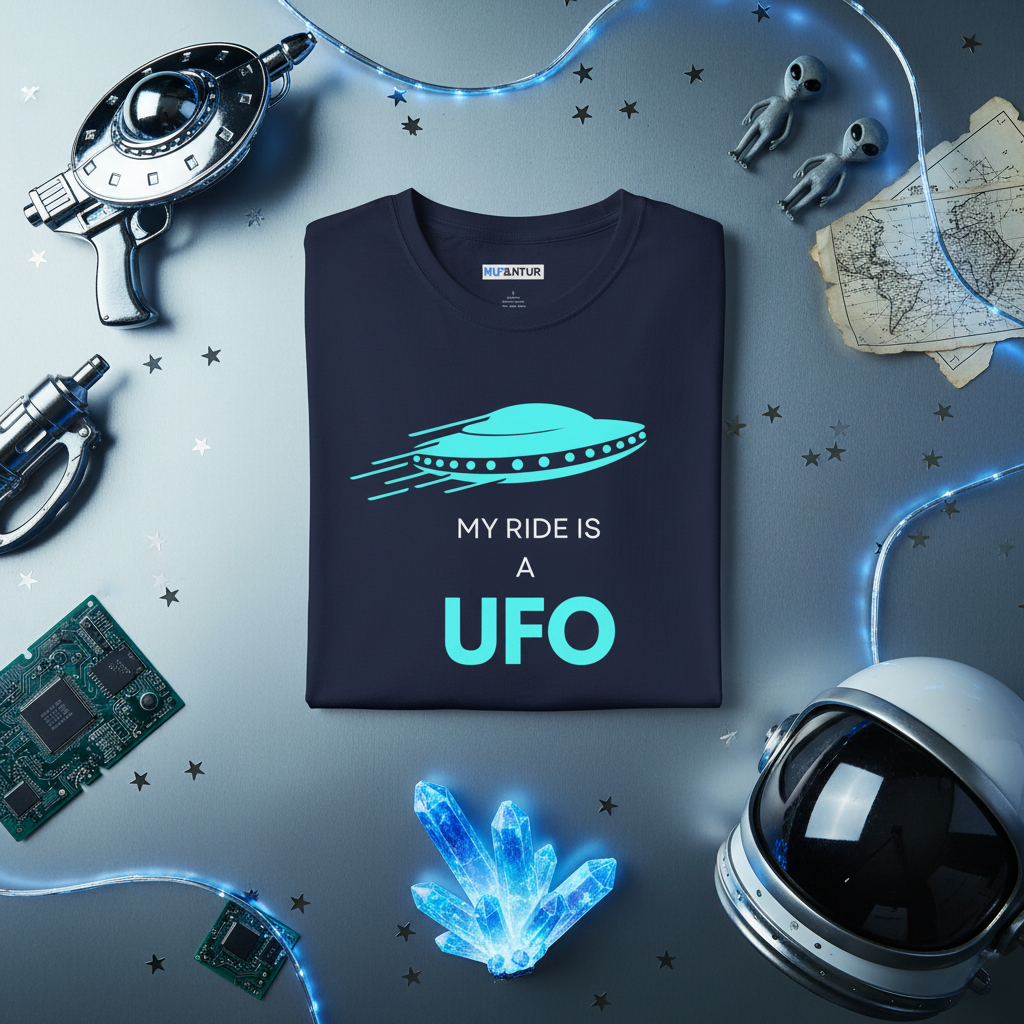 My Ride Is a UFO Graphic T-Shirt – Alien Space Humor