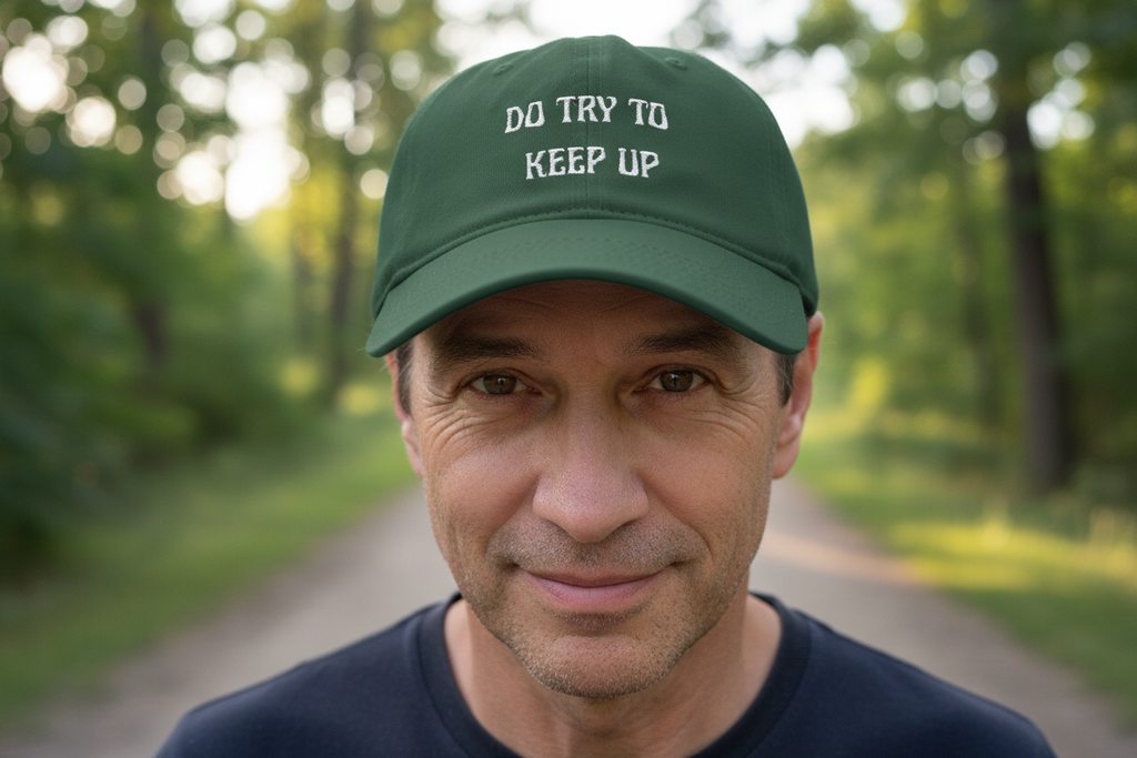Do Try To Keep Up Baseball Cap — Red Casual Embroidered Statement Hat - Mutantur Labs LLC