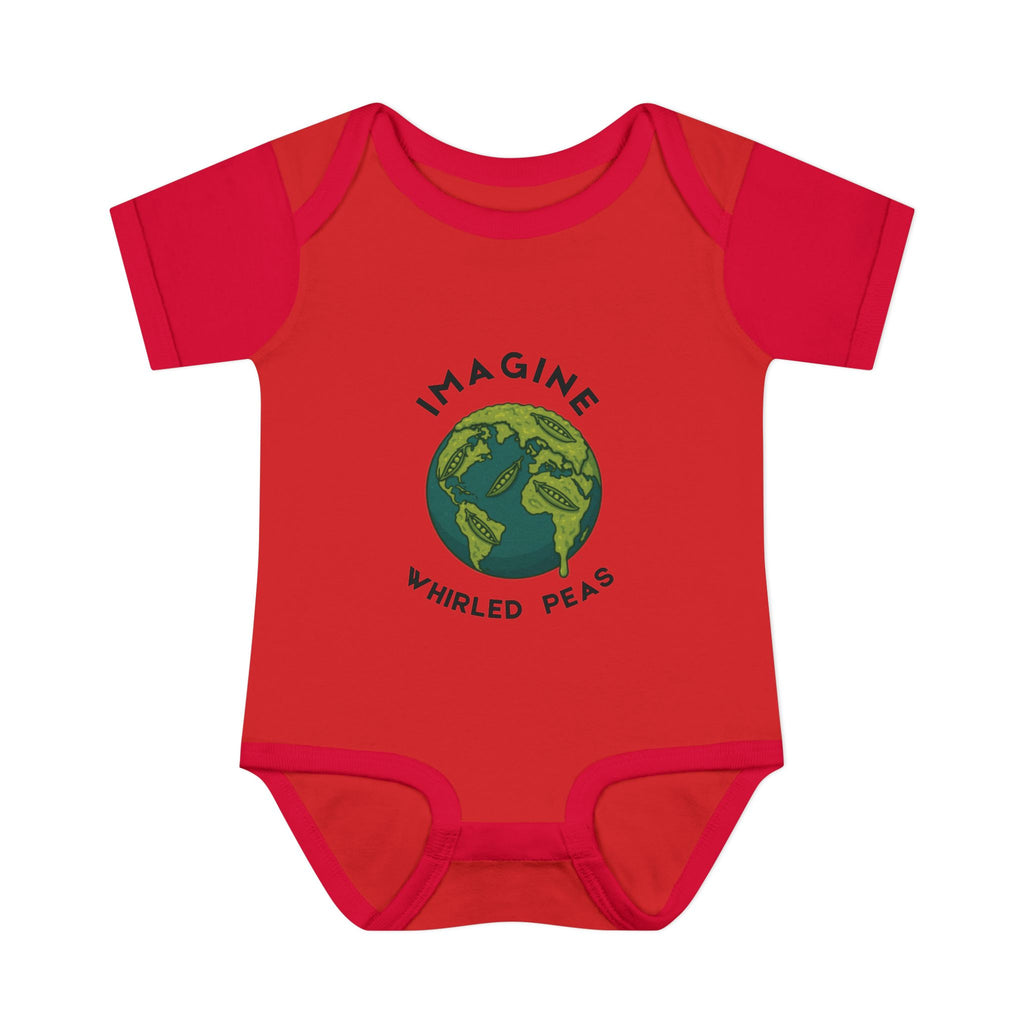 Imagine Whirled Peas Baby Onesie | Whimsical Pun Bodysuit for Babies - Mutantur Labs LLC