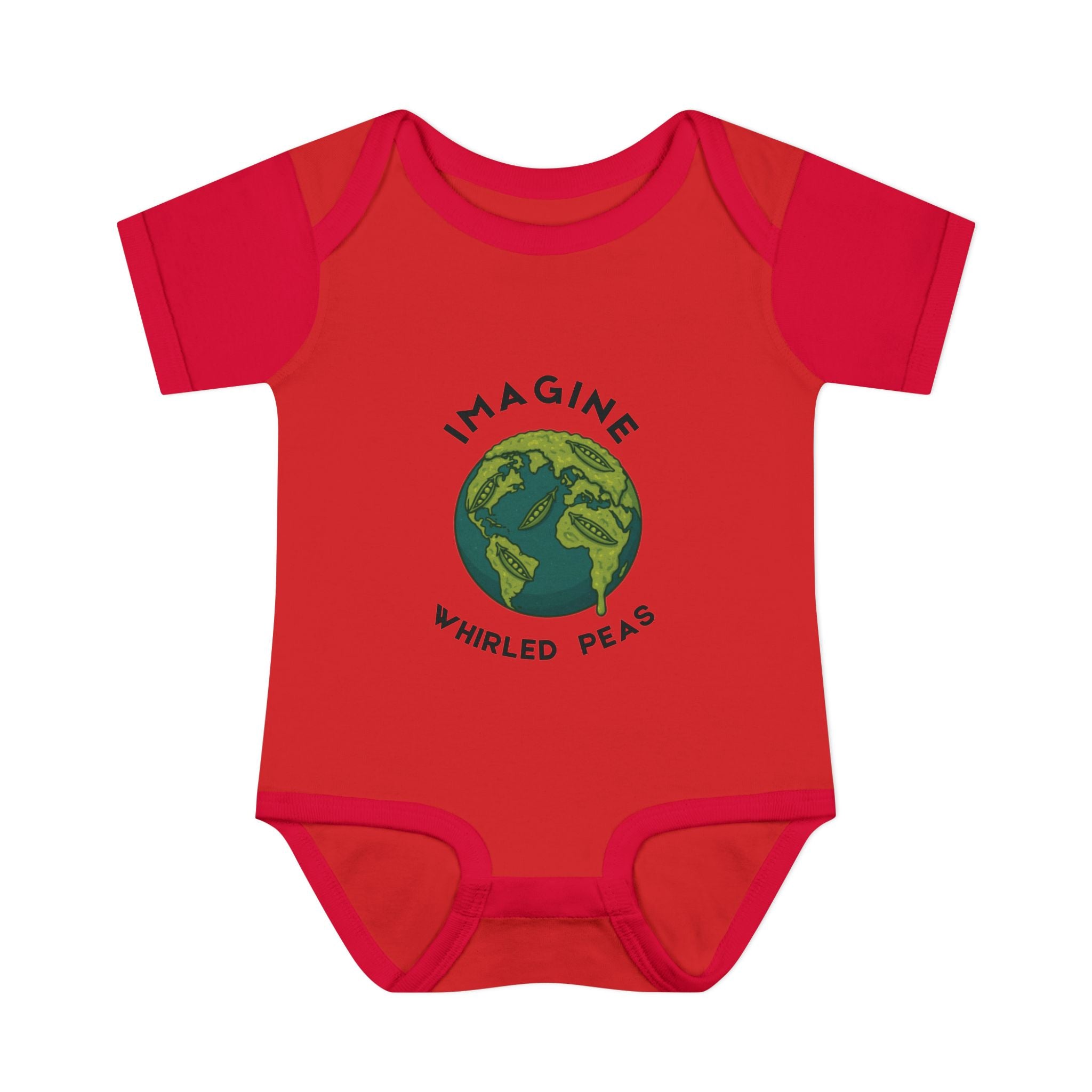 Imagine Whirled Peas Baby Onesie | Whimsical Pun Bodysuit for Babies - Mutantur Labs LLC