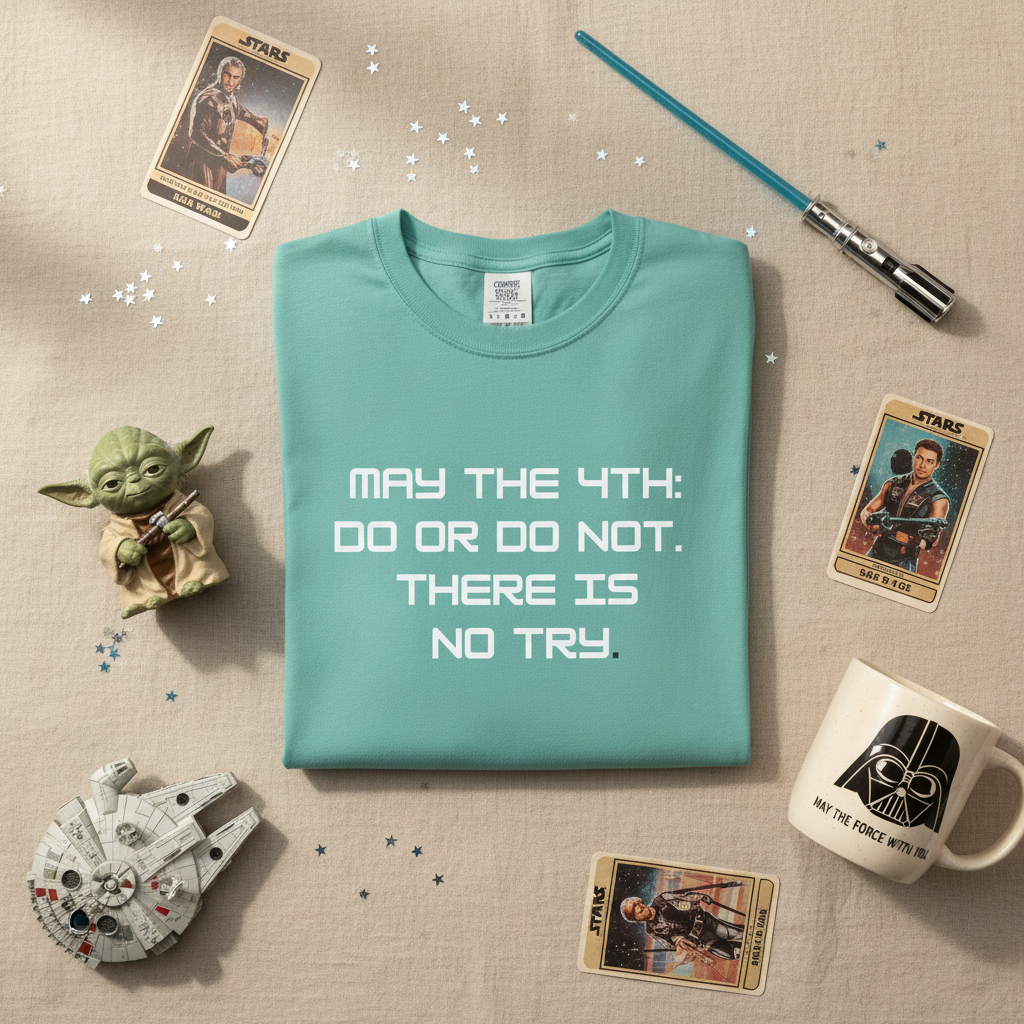 May the 4th Do or Do Not There Is No Try Comfort Colors tee, close-up of design