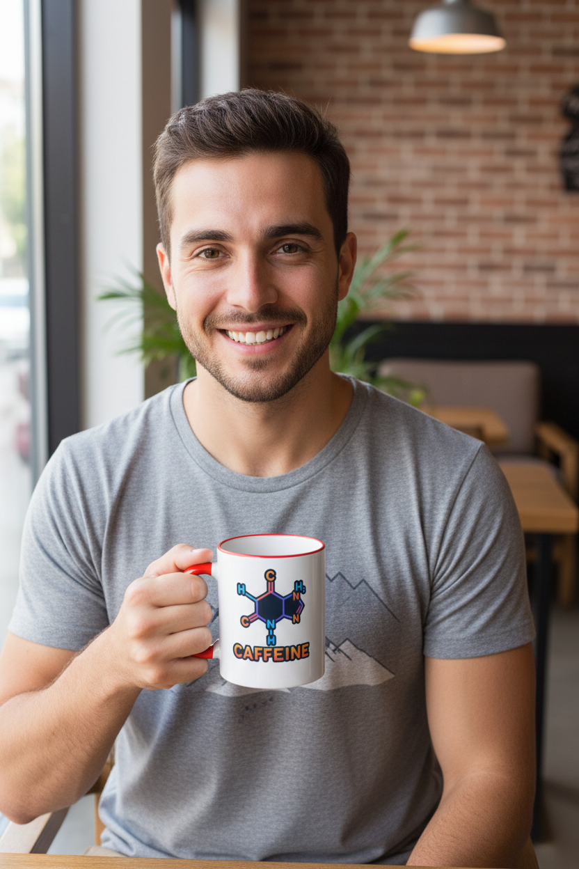 Caffeine Mug | Accent Rim and Handle Coffee Cup - Mutantur Labs LLC
