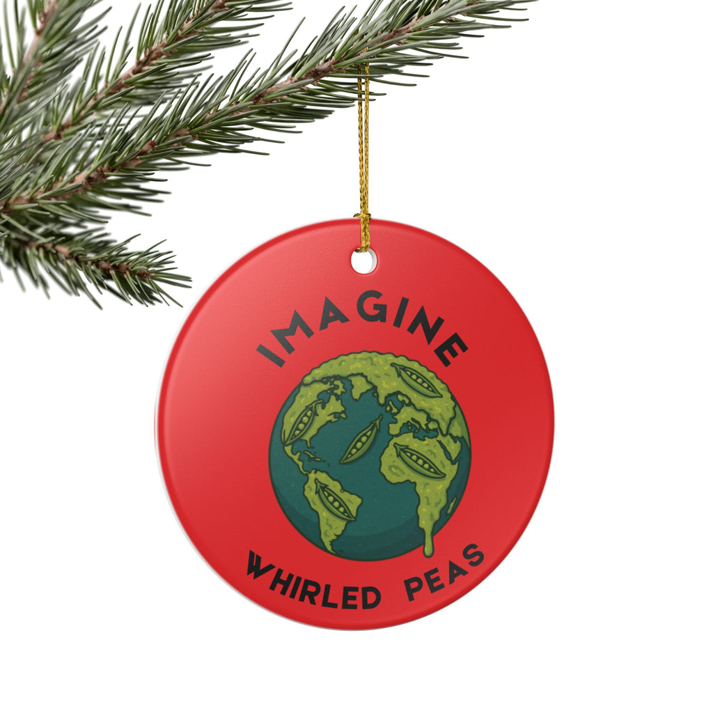 Whimsical Ceramic Ornament - 'Imagine Whirled Peas' Eco-Friendly Ornament
