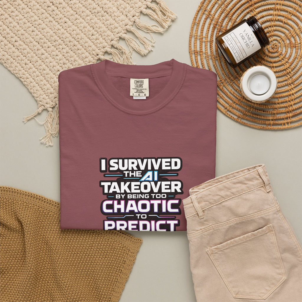 I Survived the AI Takeover By Being Too Chaotic To Predict Graphic Comfort Colors Tee