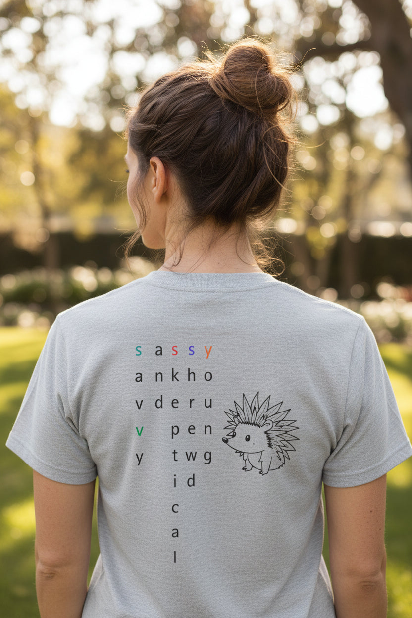 Sassy hedgehog Tee — Minimal Cute Graphic T-Shirt - Mutantur Labs LLC