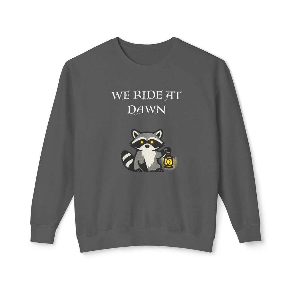 We Ride at Dawn Raccoon Crewneck Sweatshirt - Mutantur Labs LLC